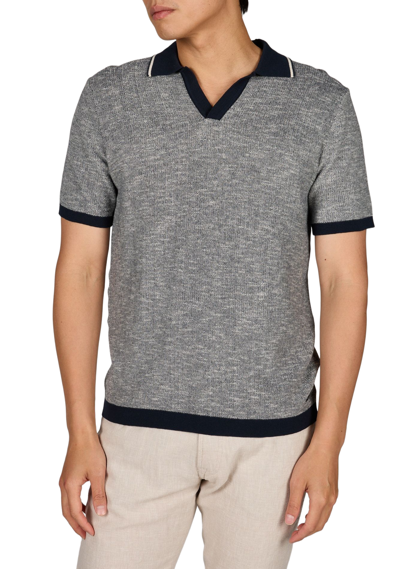 Polo in maglia con bordo contrastante in cotone PIERRE CARDIN Blu