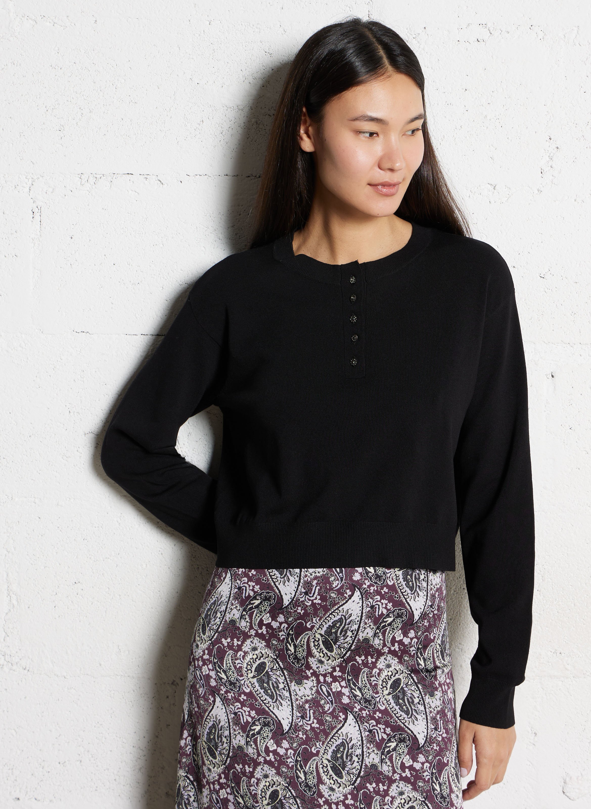 Pull oversize col rond IKKS Noir