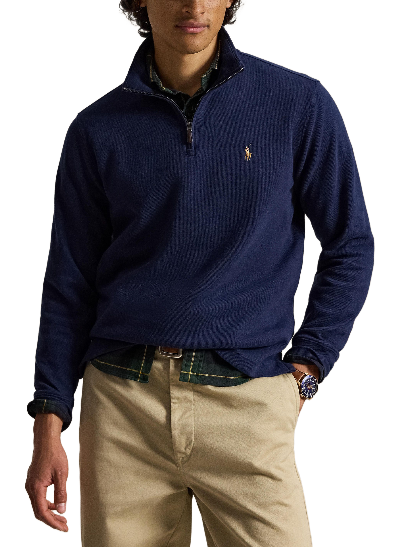 Pull droit col montant en coton POLO RALPH LAUREN Bleu