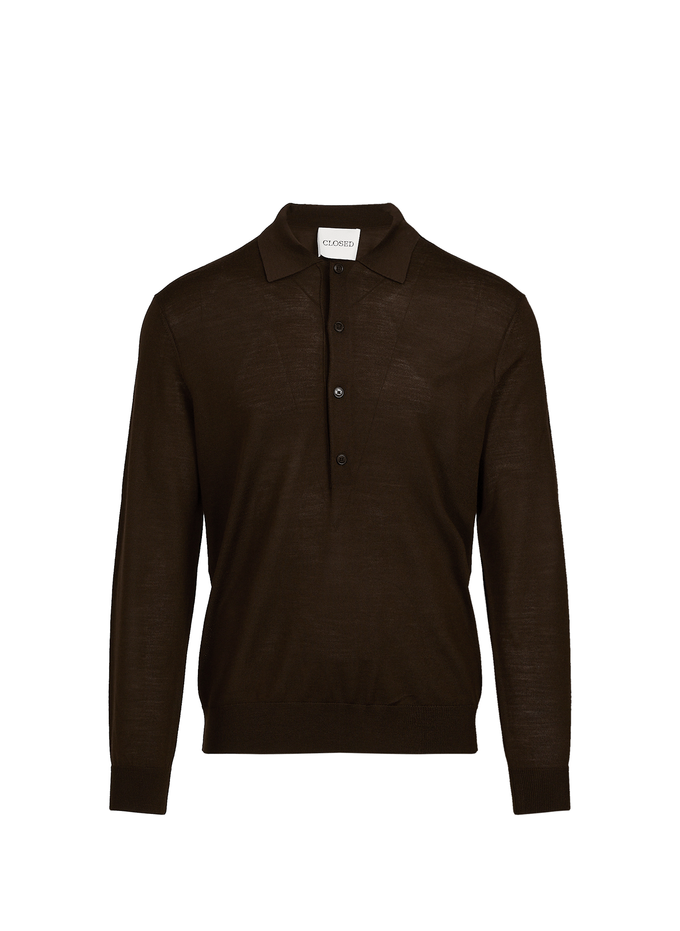 Wollpullover mit Knopfleiste am Kragen CLOSED Braun