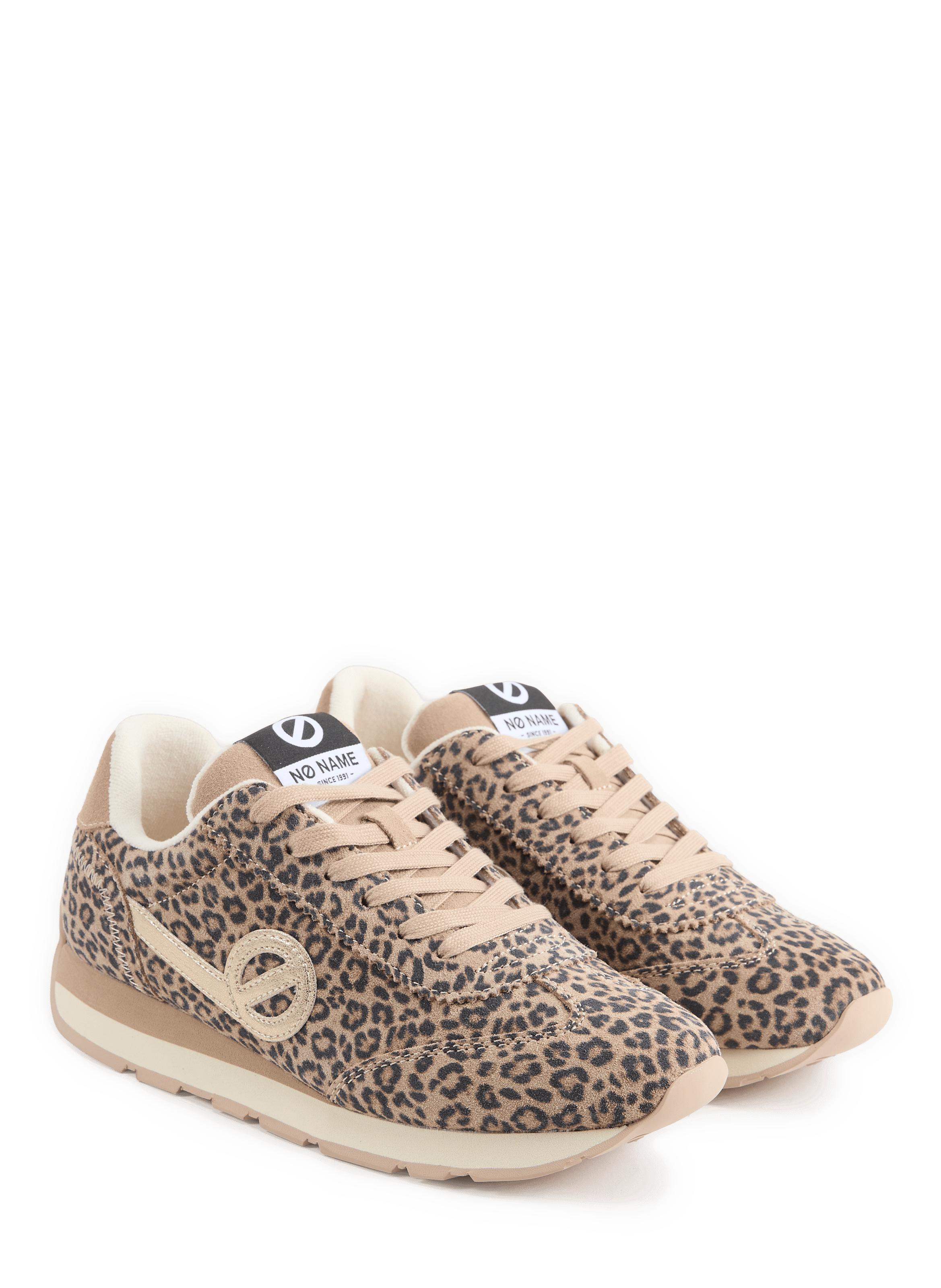 Mixed leather low-top sneakers NO NAME Beige
