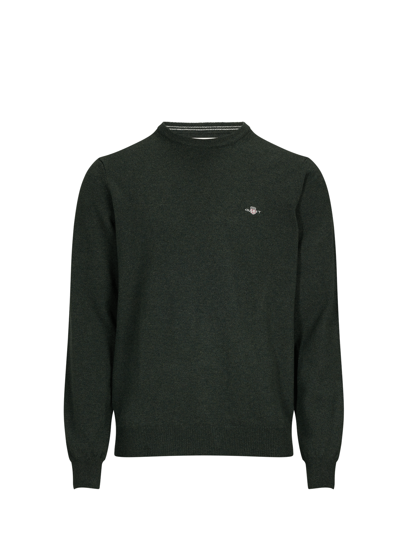 Pull col rond droit uni en laine GANT Vert