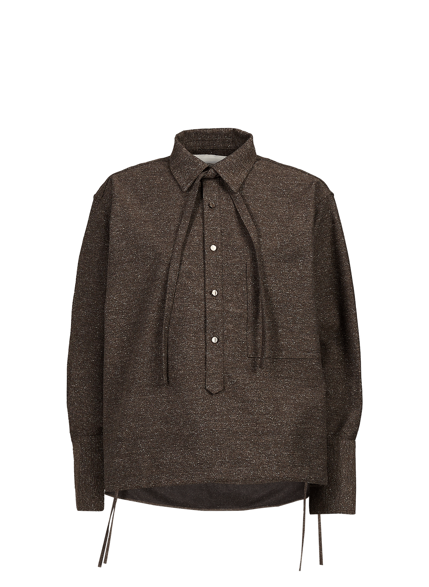 Loose fit shirt with tie-neck in blended cotton. WANSIE Brown