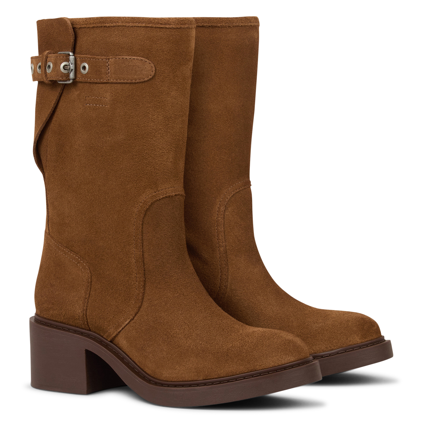 Bottes à bout rond en cuir cameron BA&SH Marron