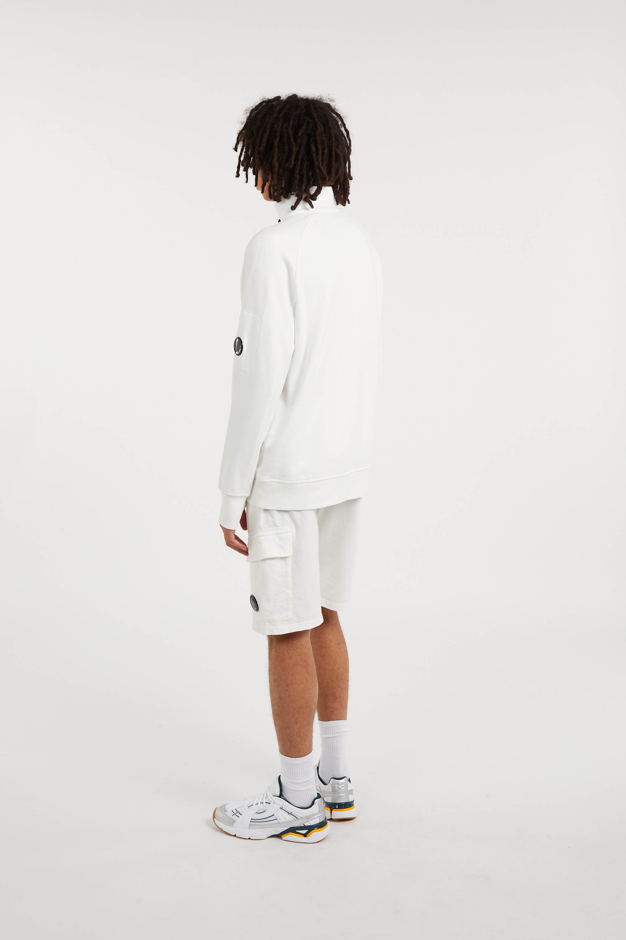 Short light fleece cargo lens sweatshorts CP COMPANY Blanc