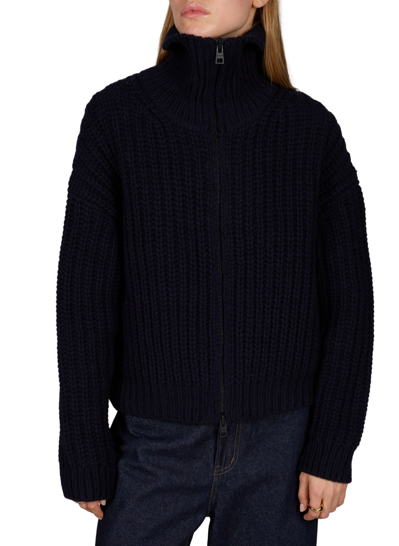 Thick wool high-neck knit vest CLOSED Blue