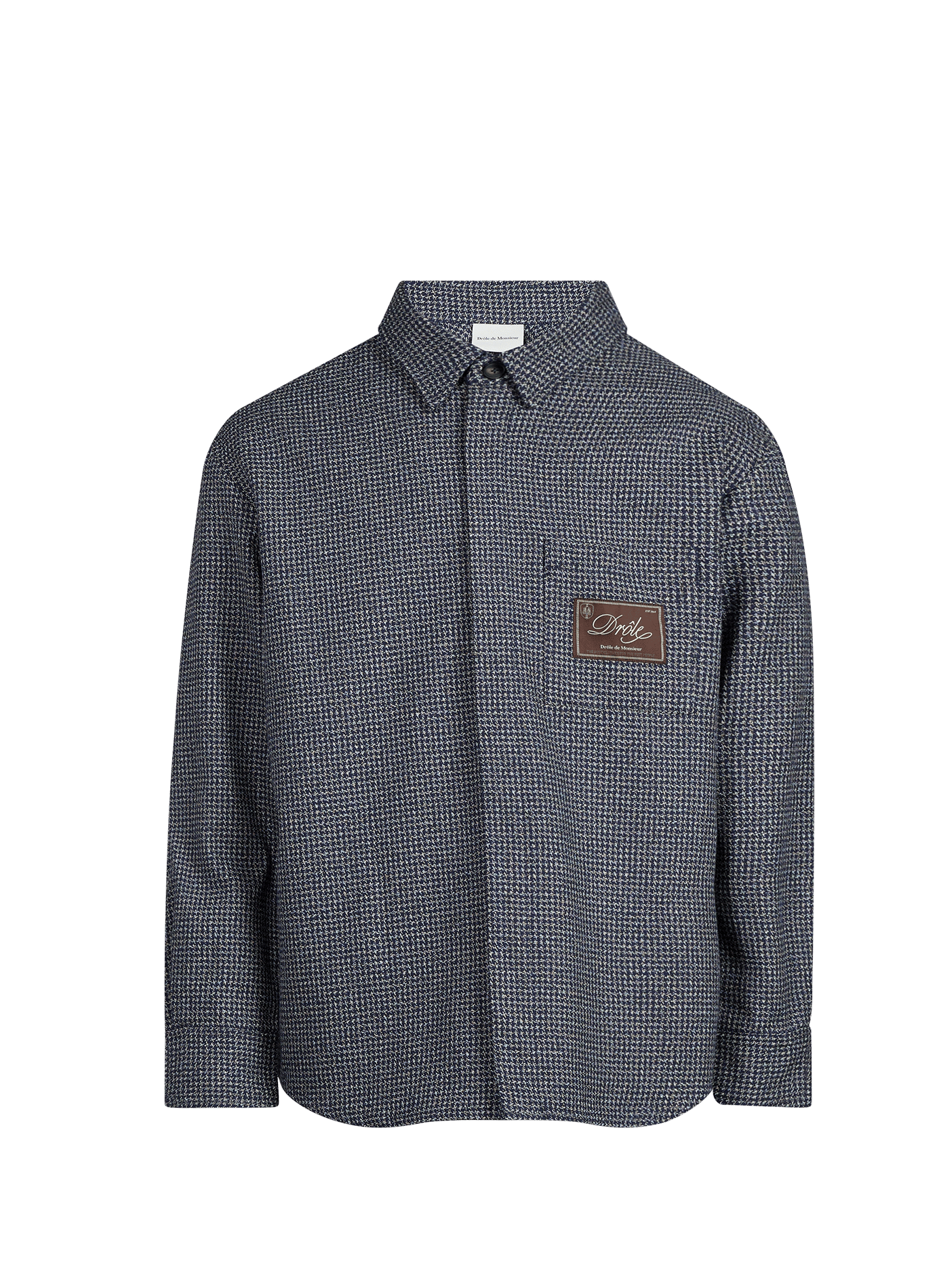 Oversized zip-up shirt in cotton and wool DROLE DE MONSIEUR Blue