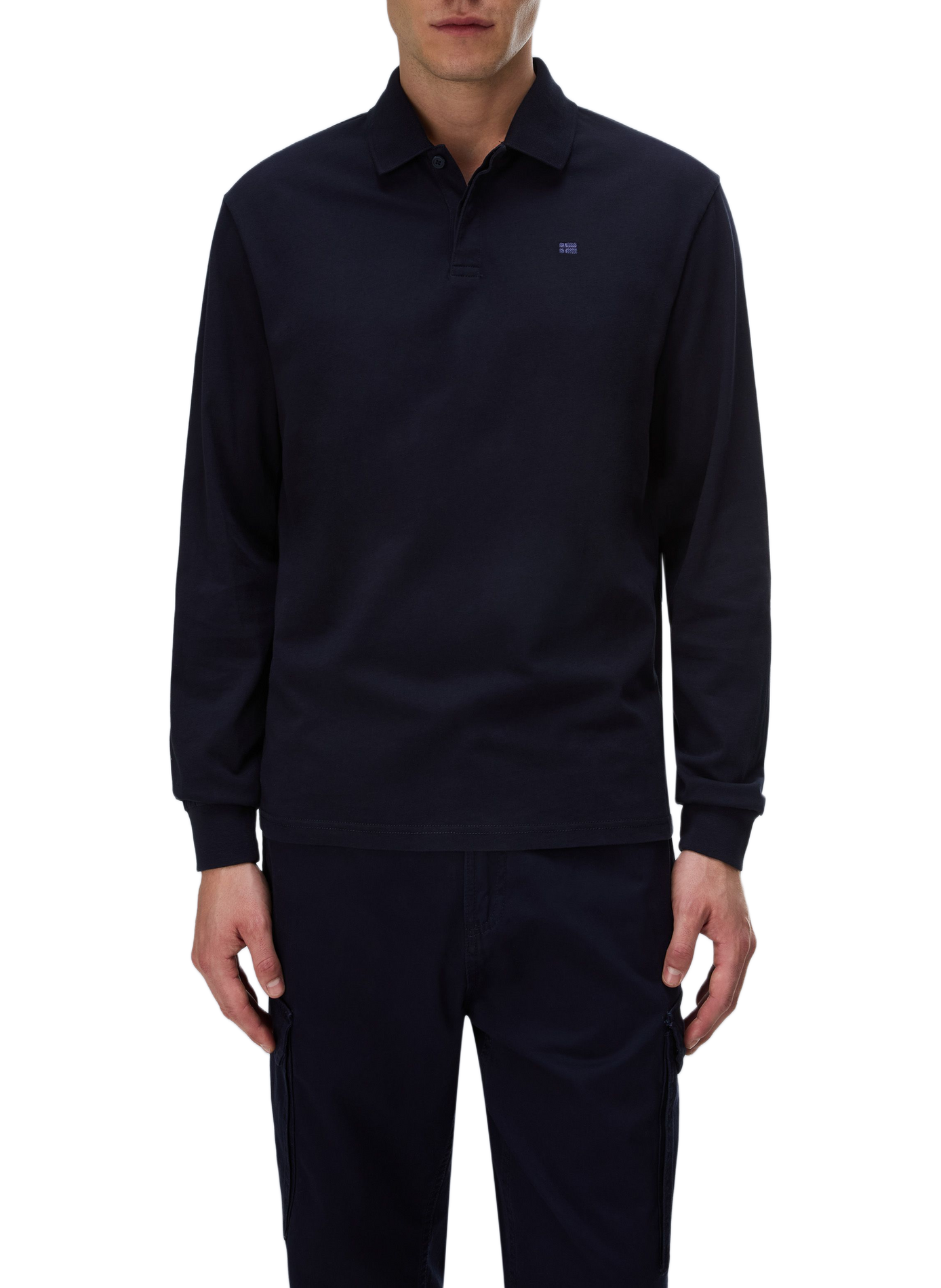 Plain long-sleeved polo shirt NAPAPIJRI Blue