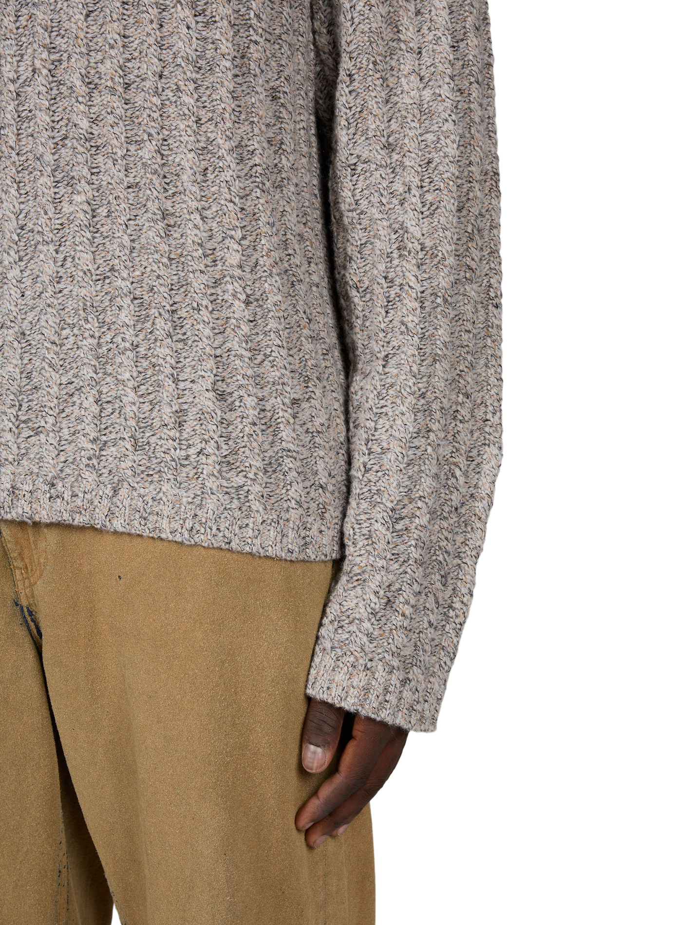 Straight-fit heathered V-neck sweater | Grey WON HUNDRED Men