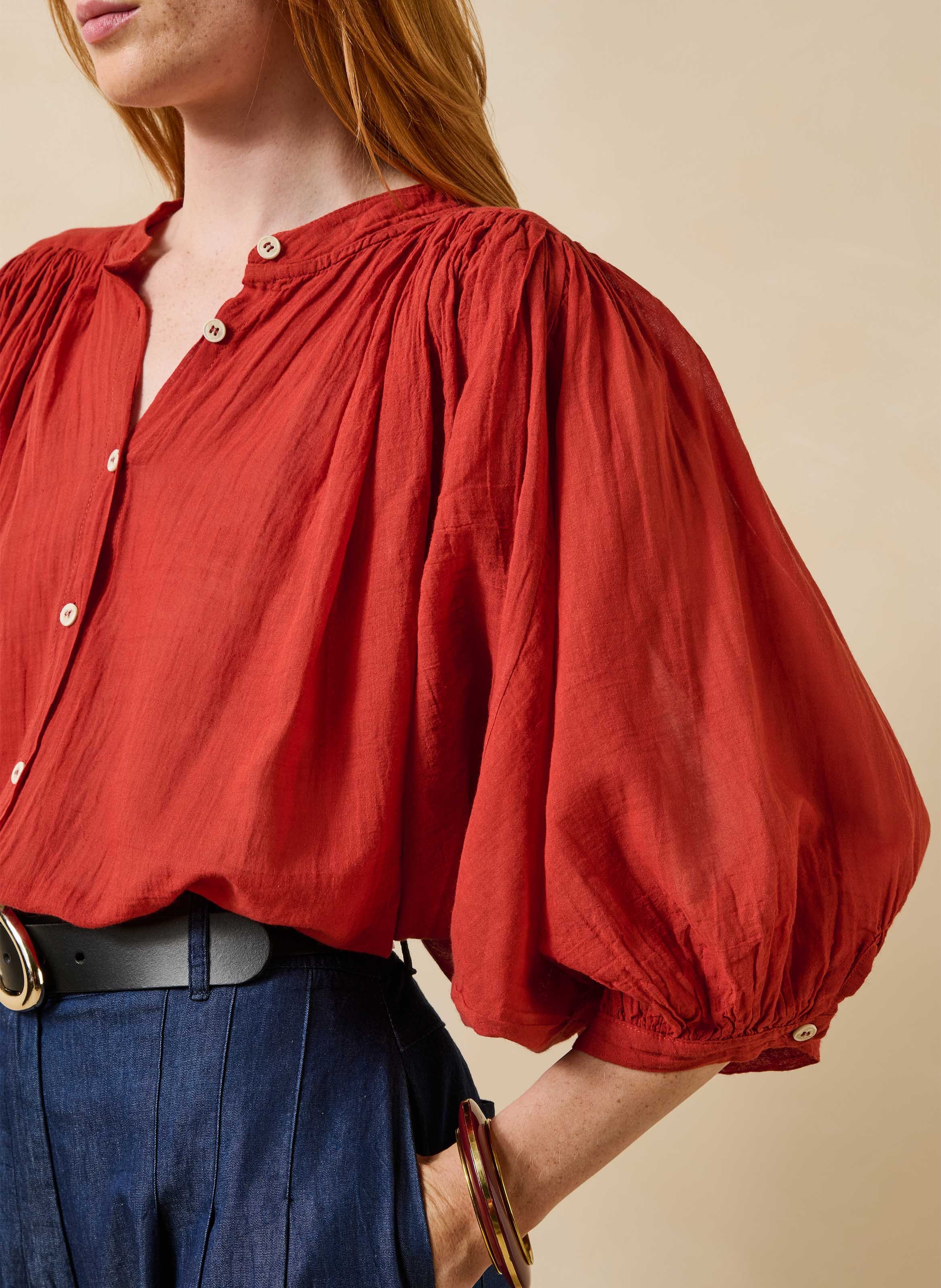 Oversized katoenen overhemd LA FEE MARABOUTEE Rood