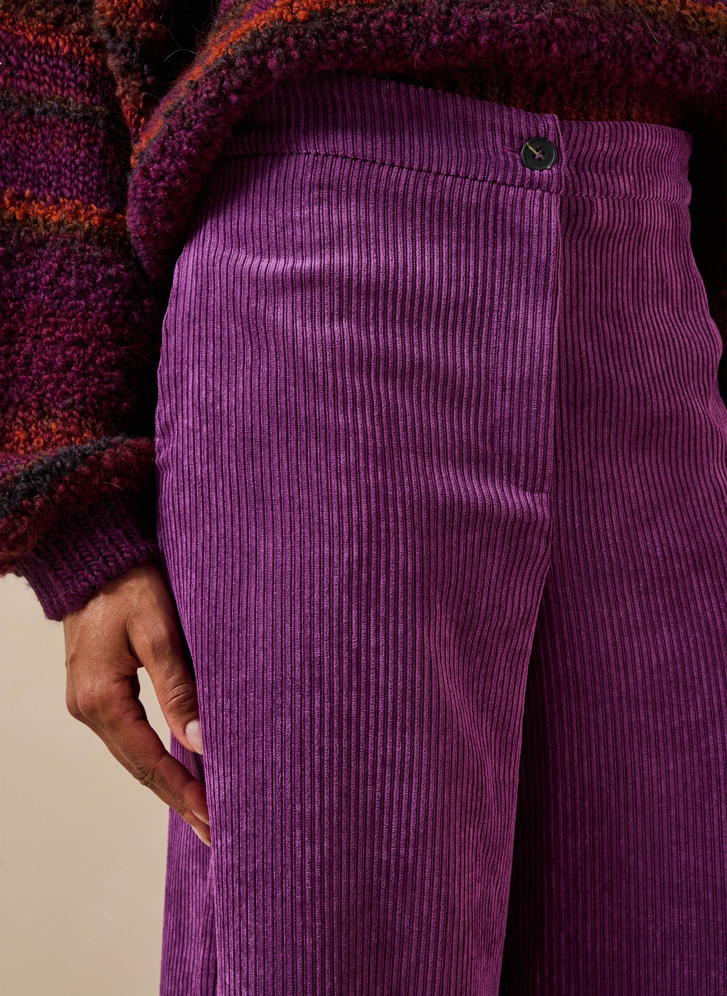 Cropped ribfluwelen broek LA FEE MARABOUTEE Paars