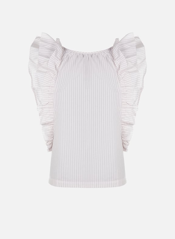 Top Agathe rayé en coton Blanc by BELLEROSE BELLEROSE Top Agathe rayé en coton Blanc