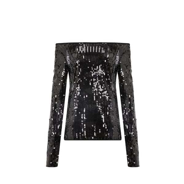 Rotate Birger Christensen Sequinned T-shirt In Black
