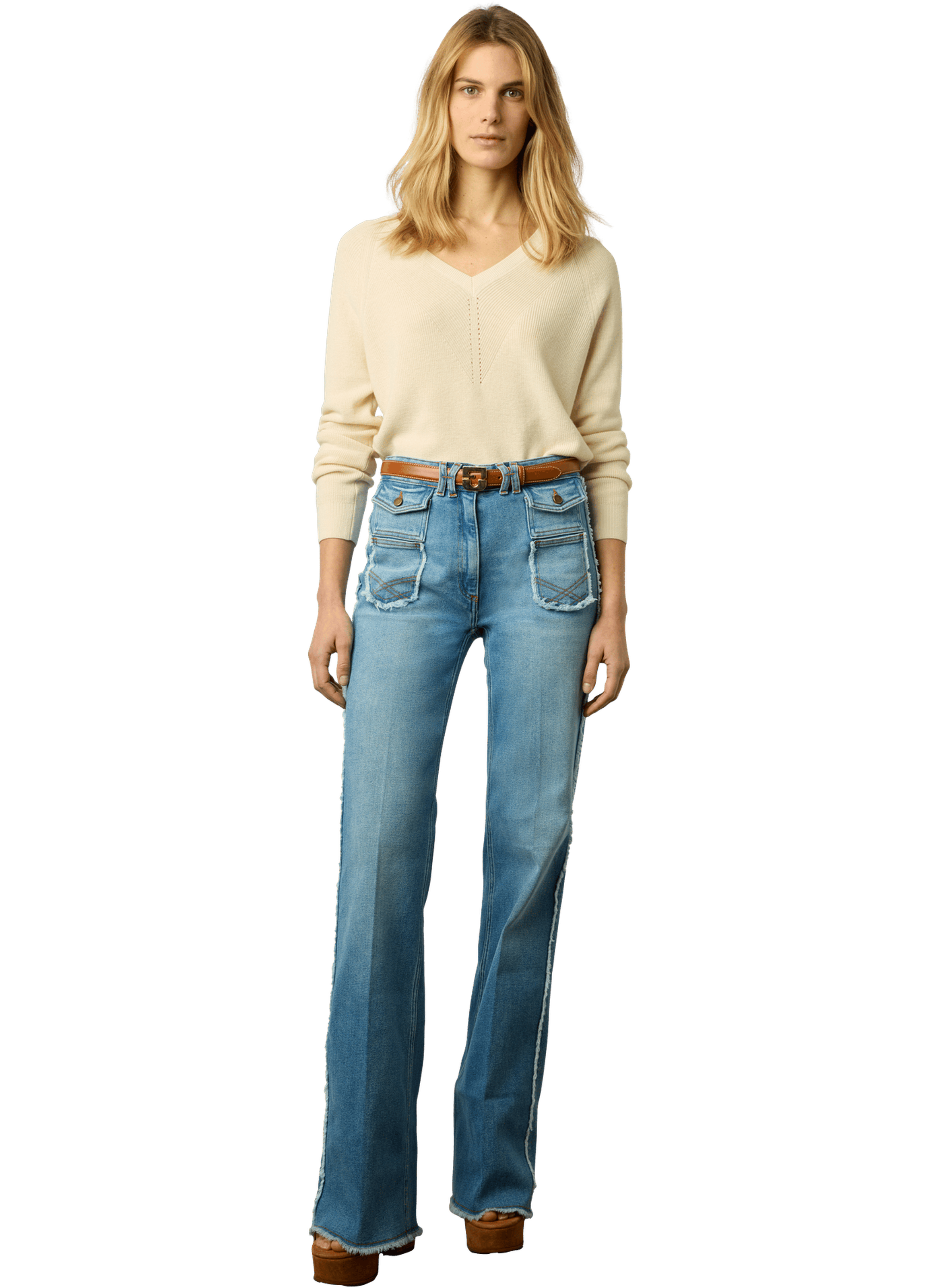 Jean flare à franges - anna GERARD DAREL Bleu