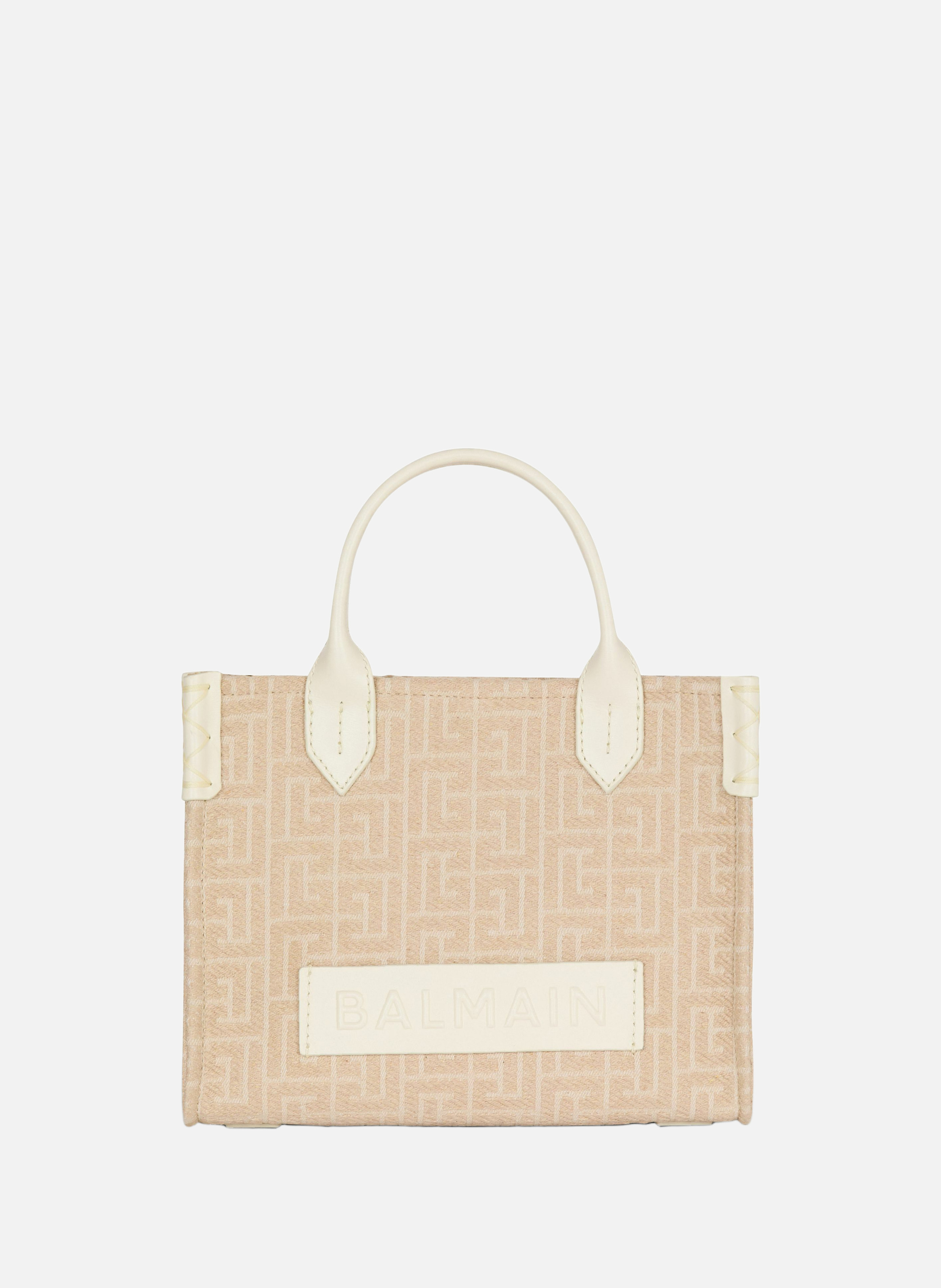 Sac cabas b-army small en toile monogrammée et cuir BALMAIN Beige