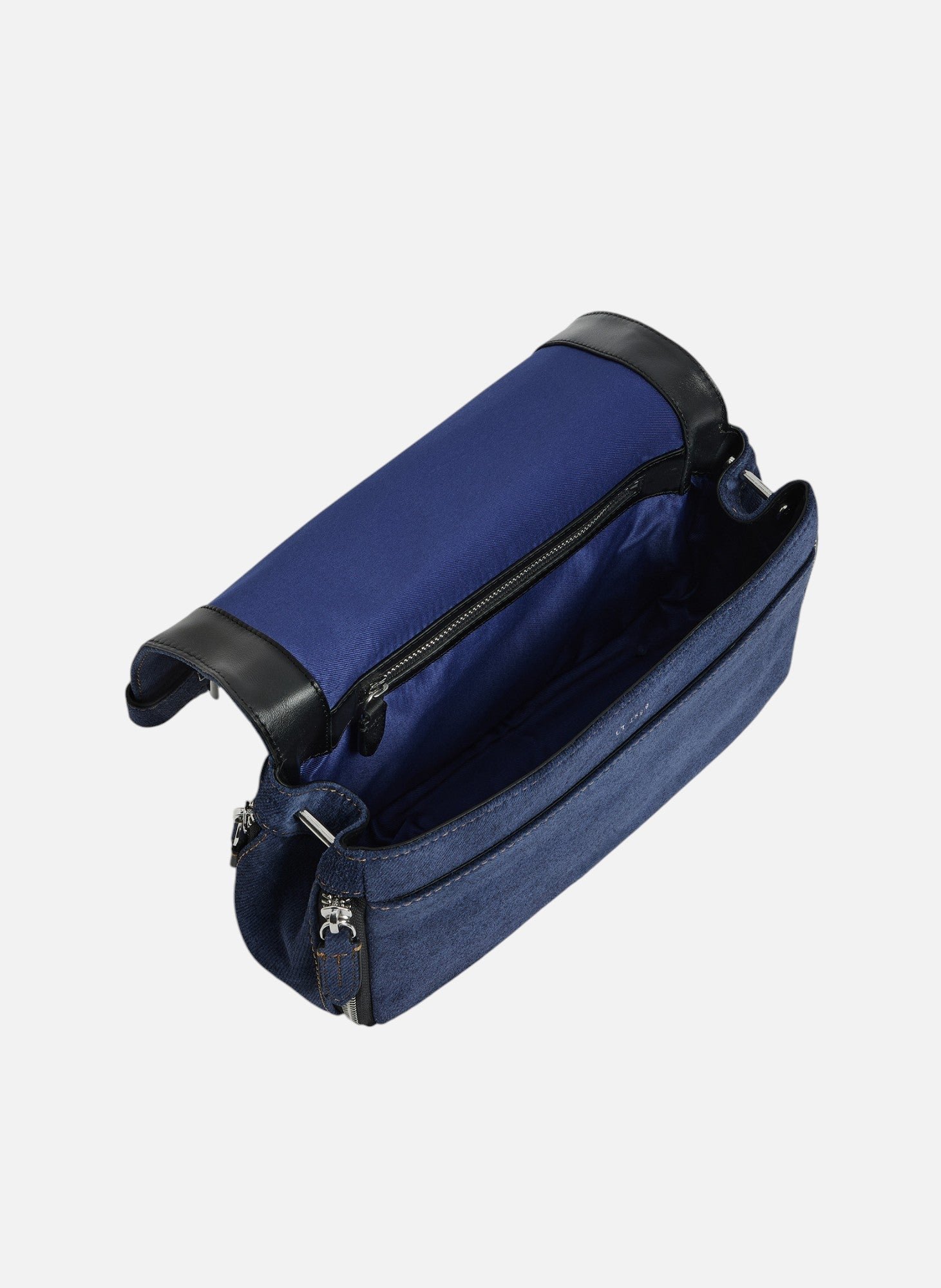 Petit sac bandoulière simone en cuir suède effet denim LE TANNEUR Noir