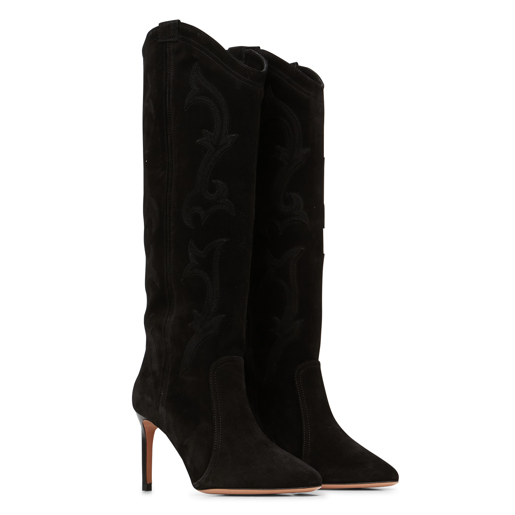 Bottes à talon en cuir velours hcaitlin BA&SH Noir