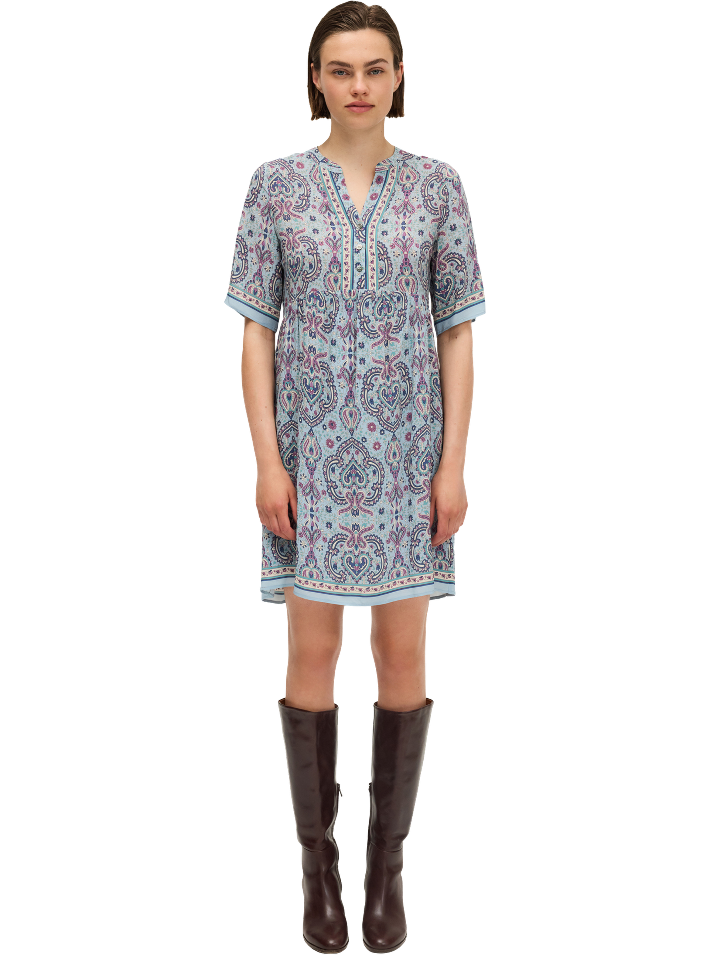 Robe courte et droite imprimée - linn PABLO Bleu