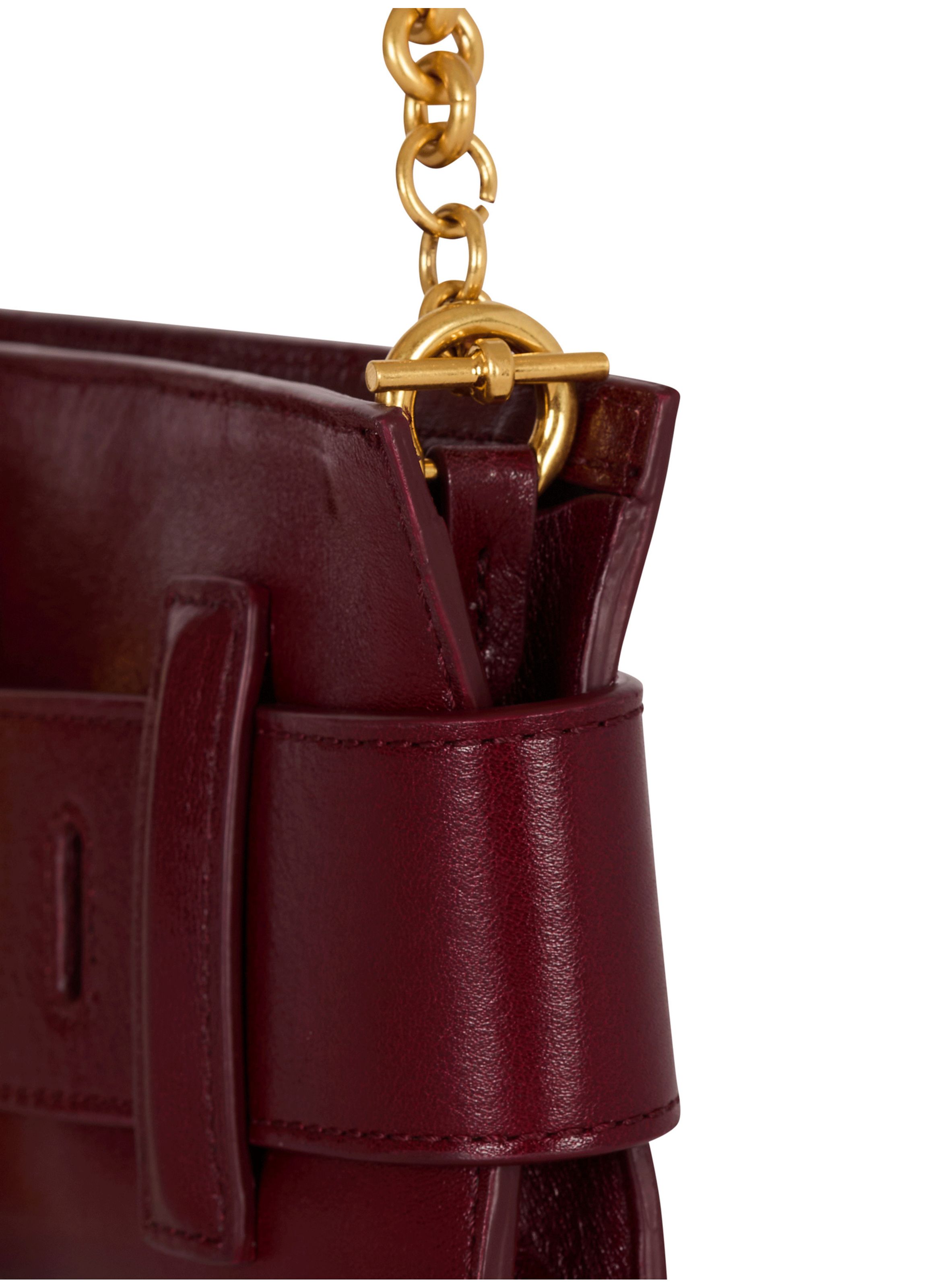 Pochette anthem en cuir de veau BALMAIN Marron