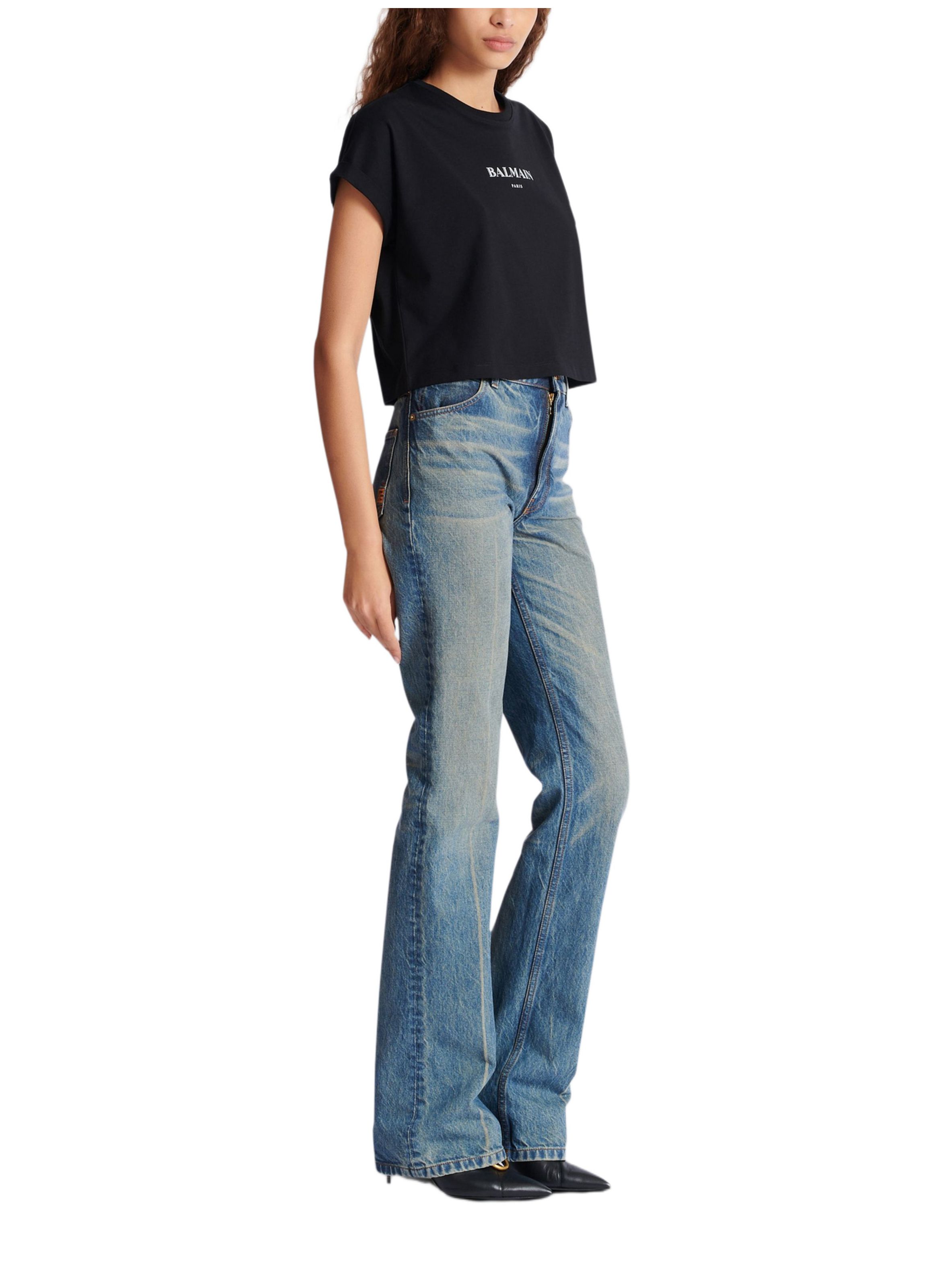 T-shirt court avec imprimé balmain BALMAIN Noir