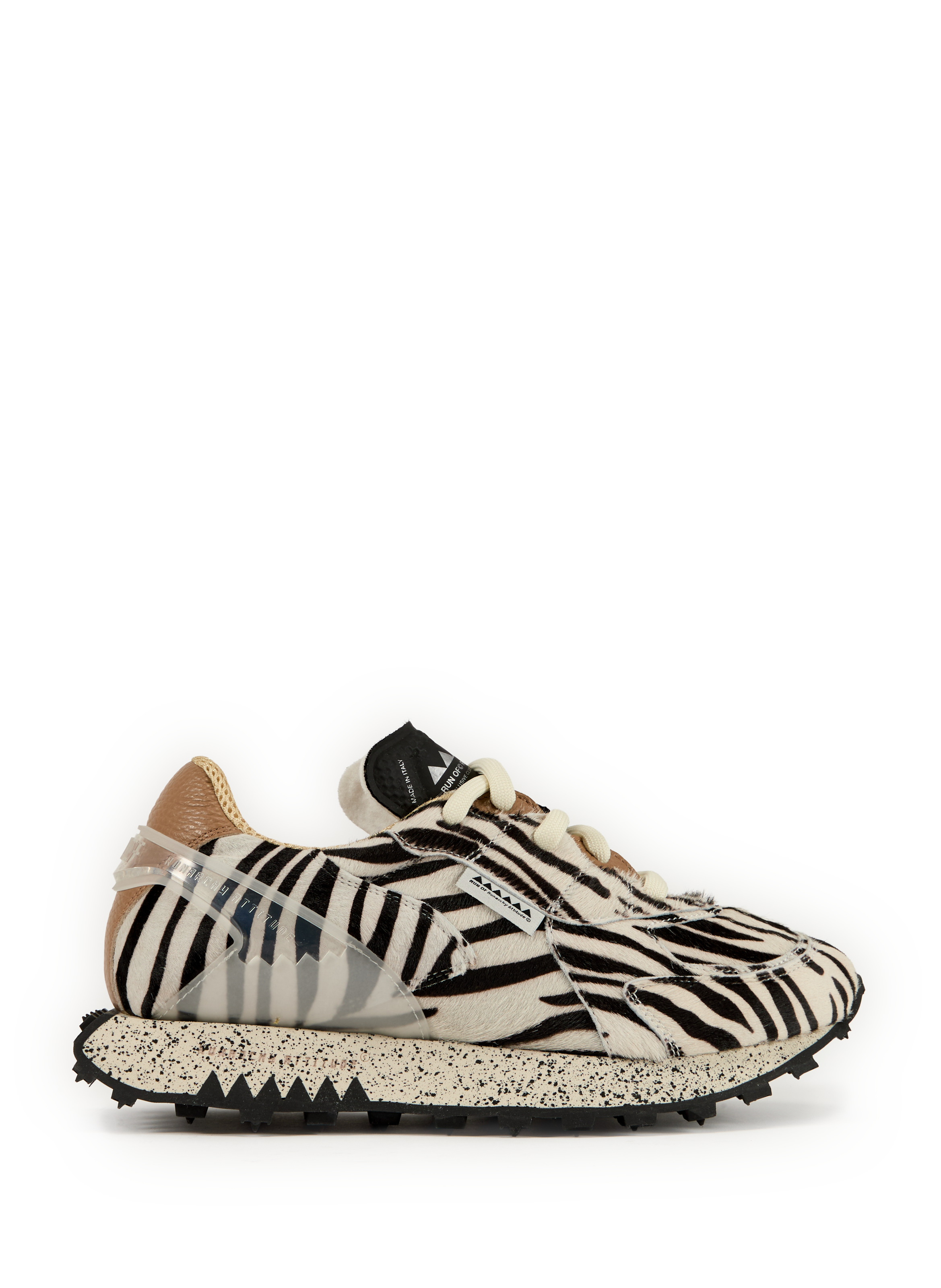 RUN OF Mixed leather sneakers Multicolour