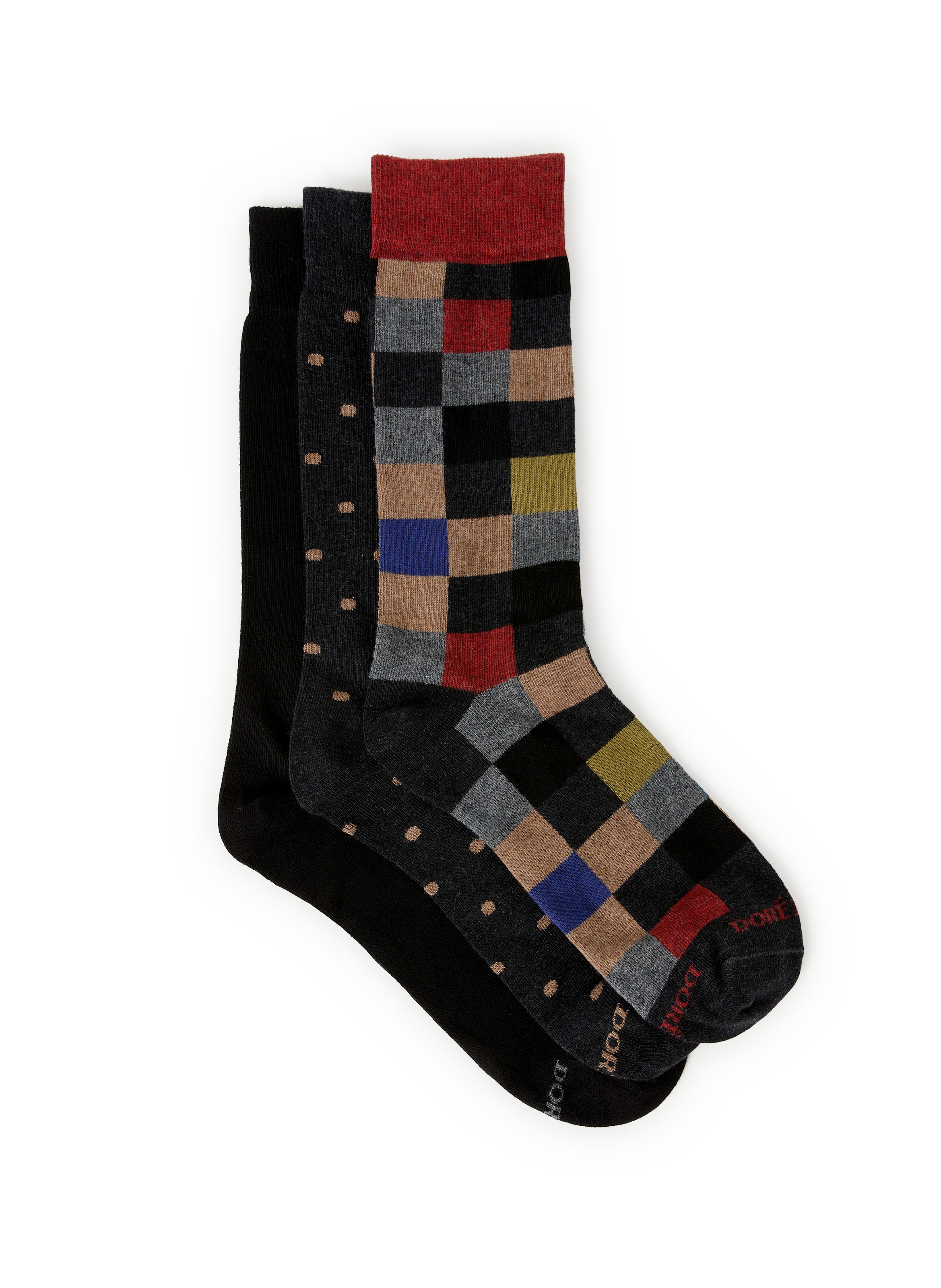 DORÉ DORÉ Coffret 3 paires de chaussettes mi-hautes Noir