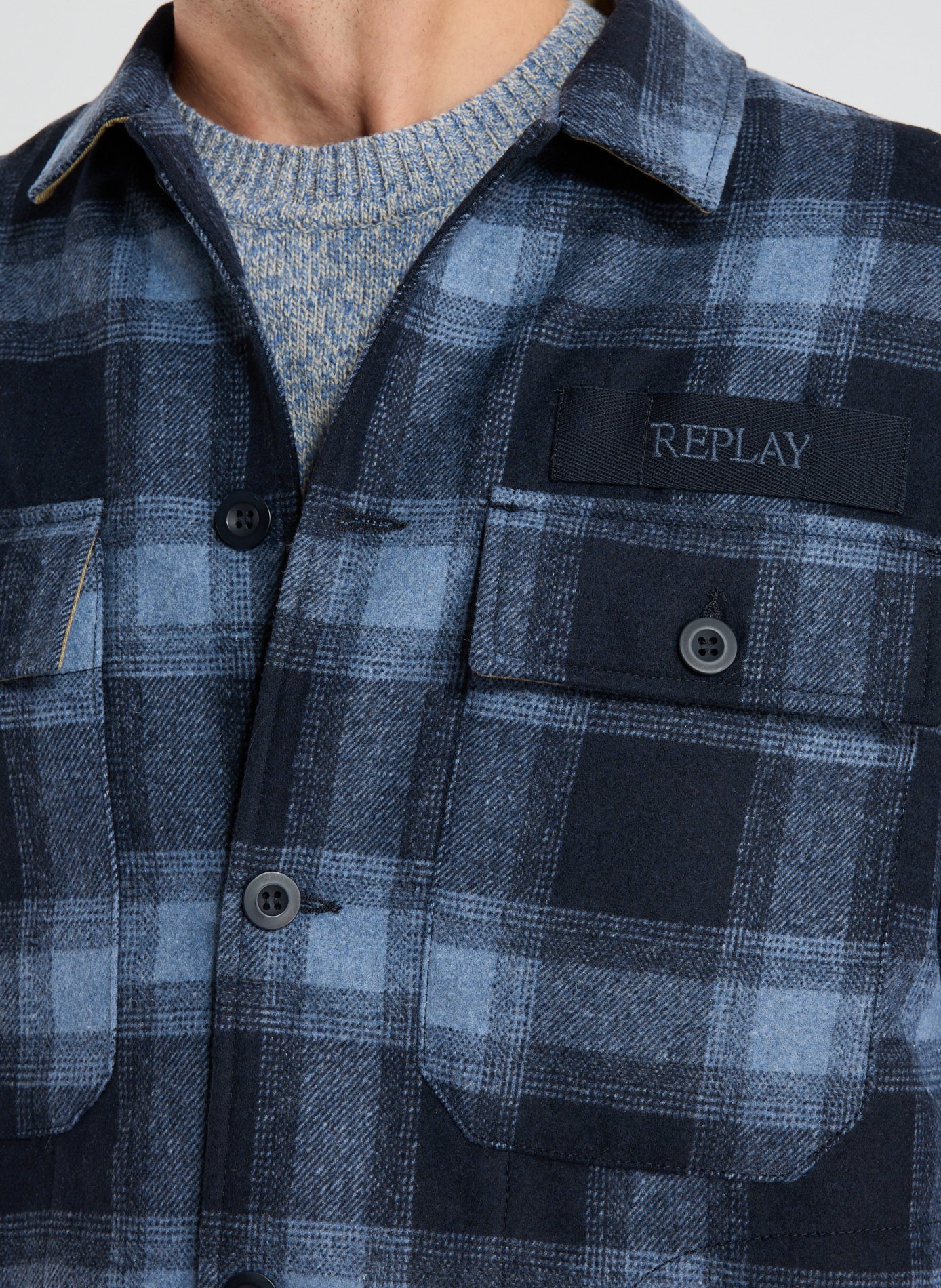 Chemise à carreaux REPLAY Bleu