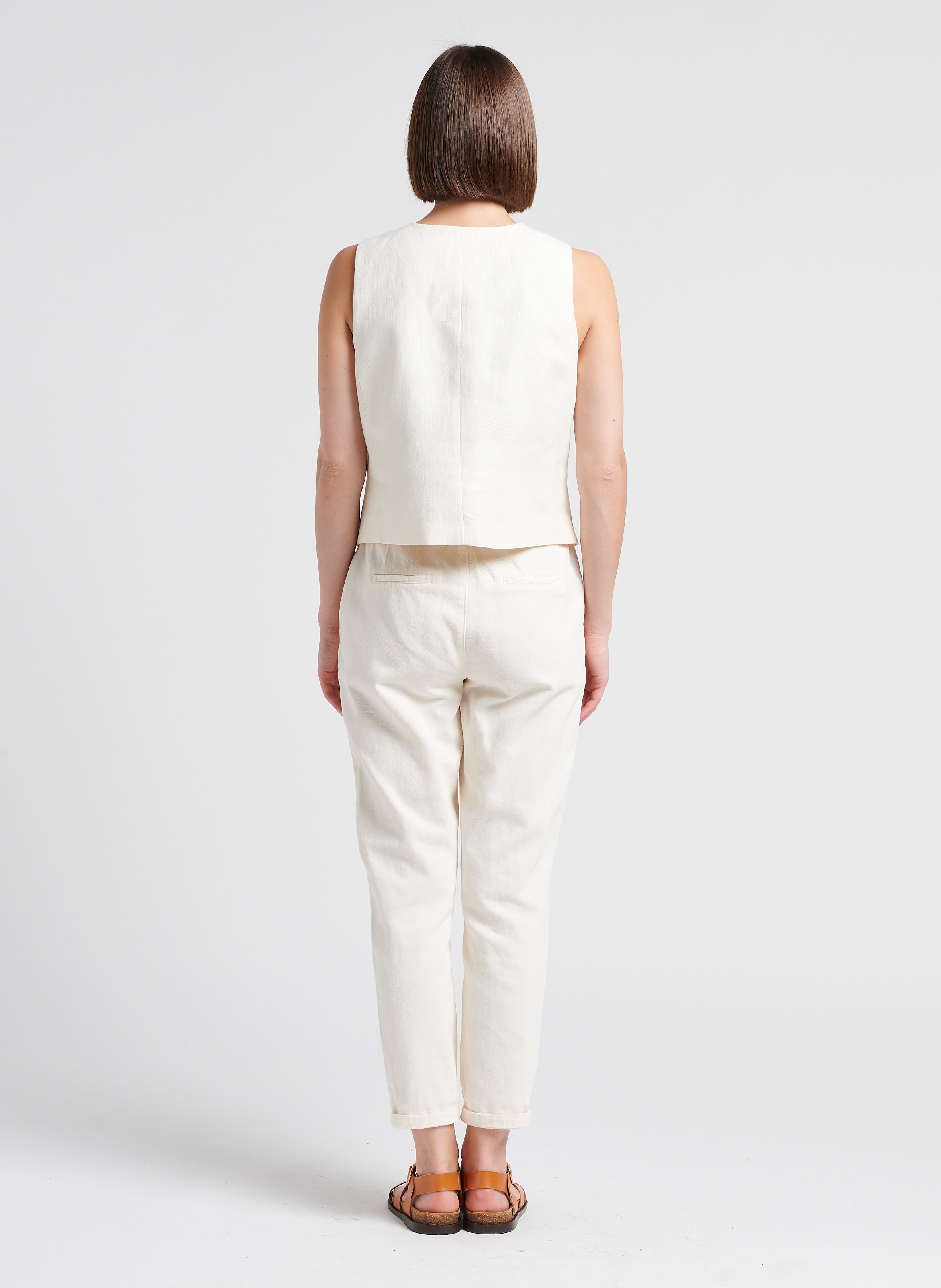 Pantalon chino 7/8ème en coton sabil MAISON 123 Beige