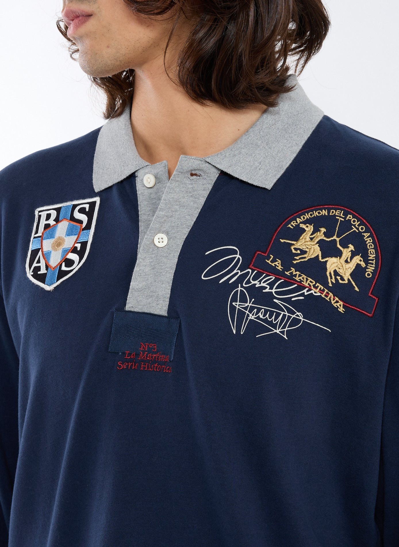 Polo brodé en coton LA MARTINA Bleu