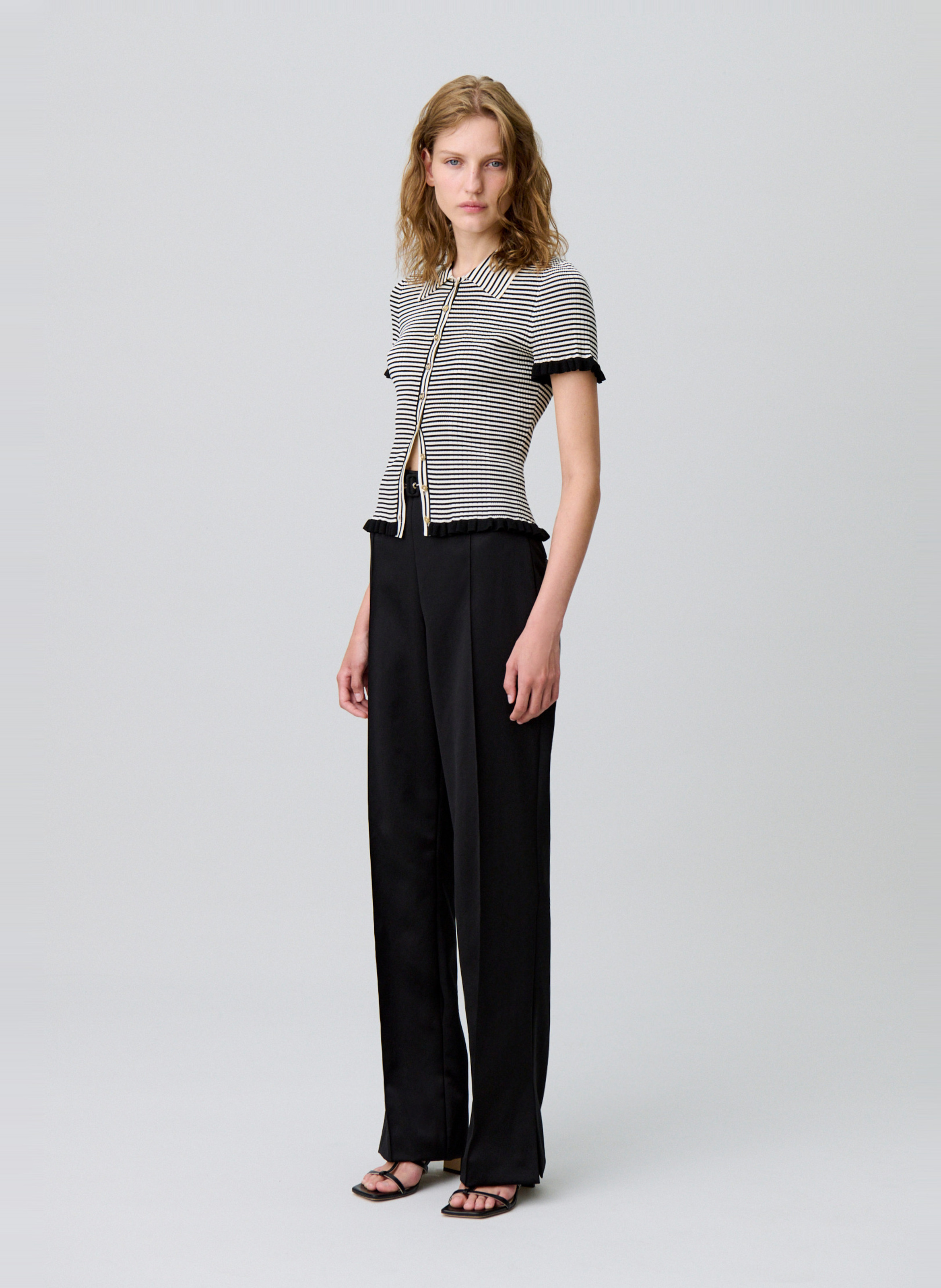 Top col classique à rayures CLAUDIE PIERLOT Beige