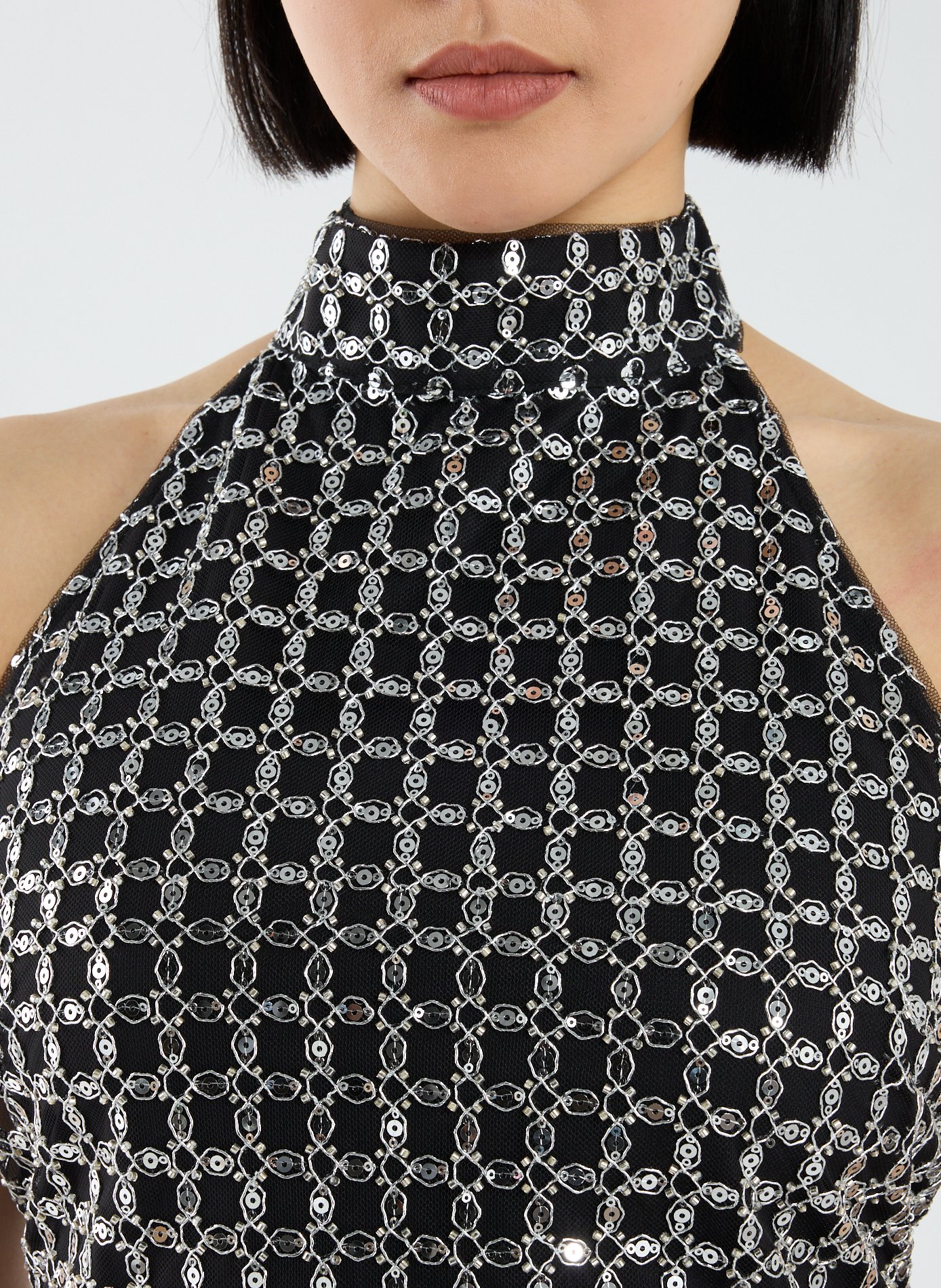 Robe courte à sequins ROTATE Noir