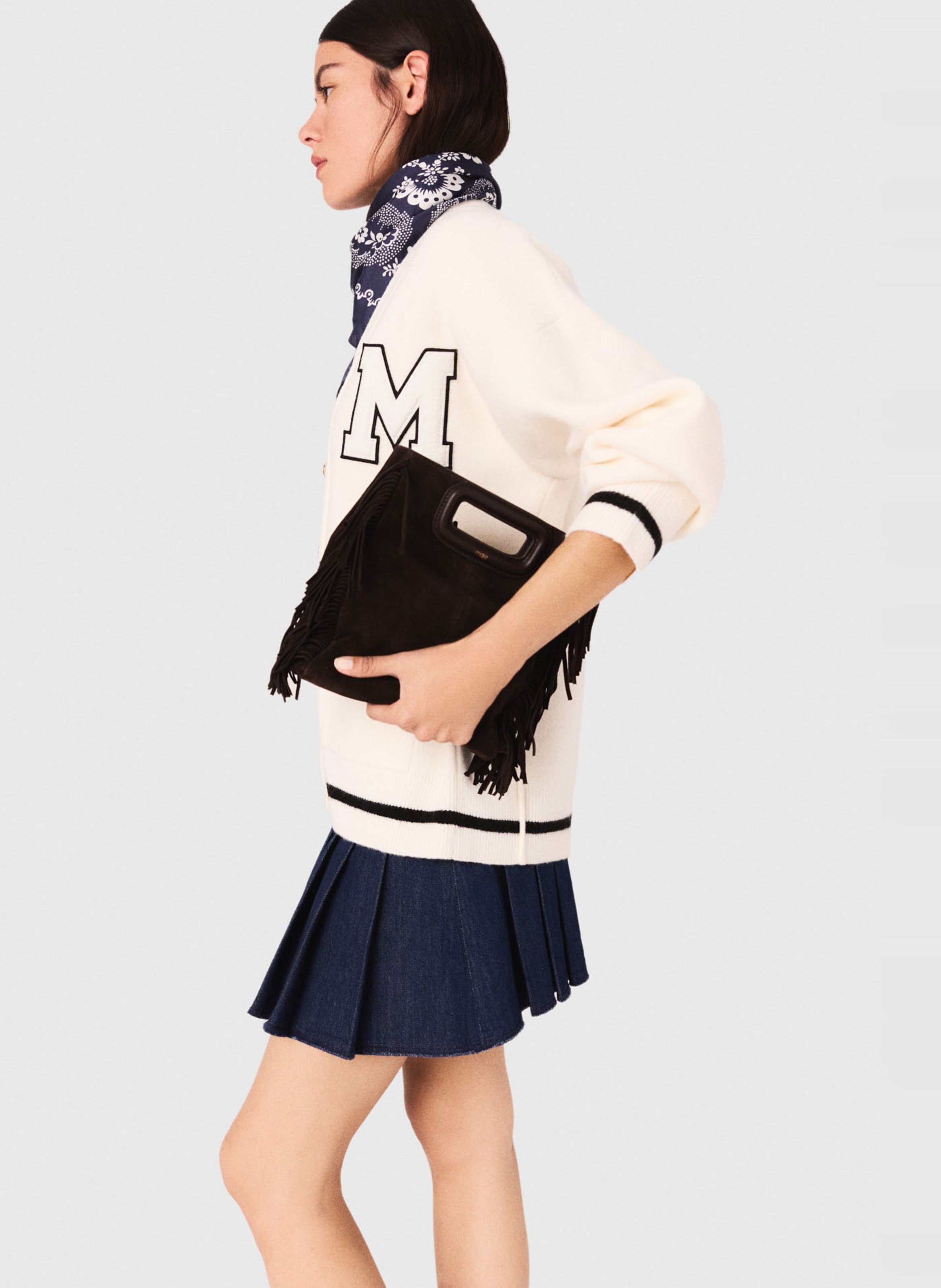 Gilet col v MAJE Beige