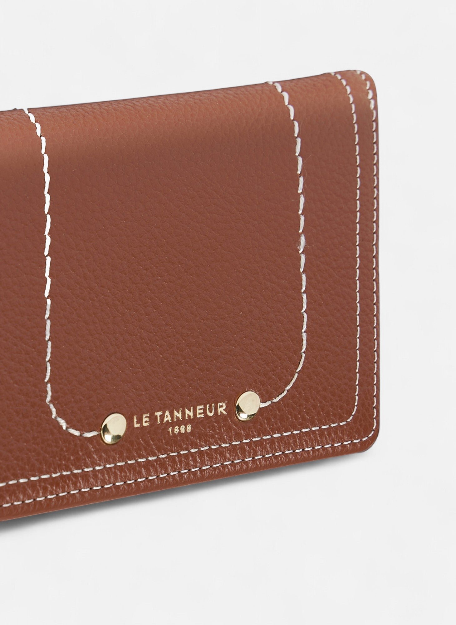 Portefeuille moyen modèle ella en cuir grainé LE TANNEUR Marron