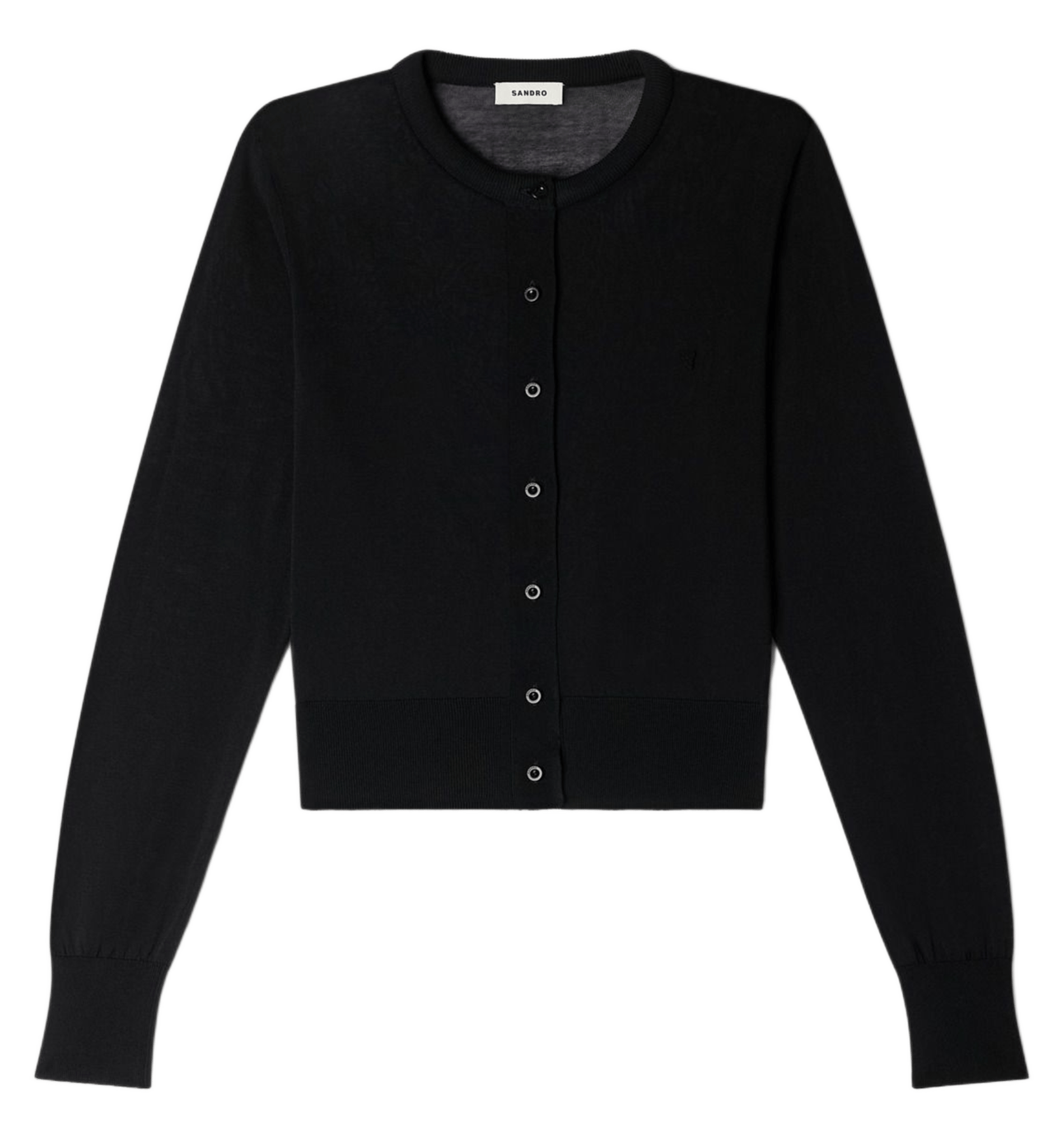 Cardigan court uni à broderie SANDRO Noir