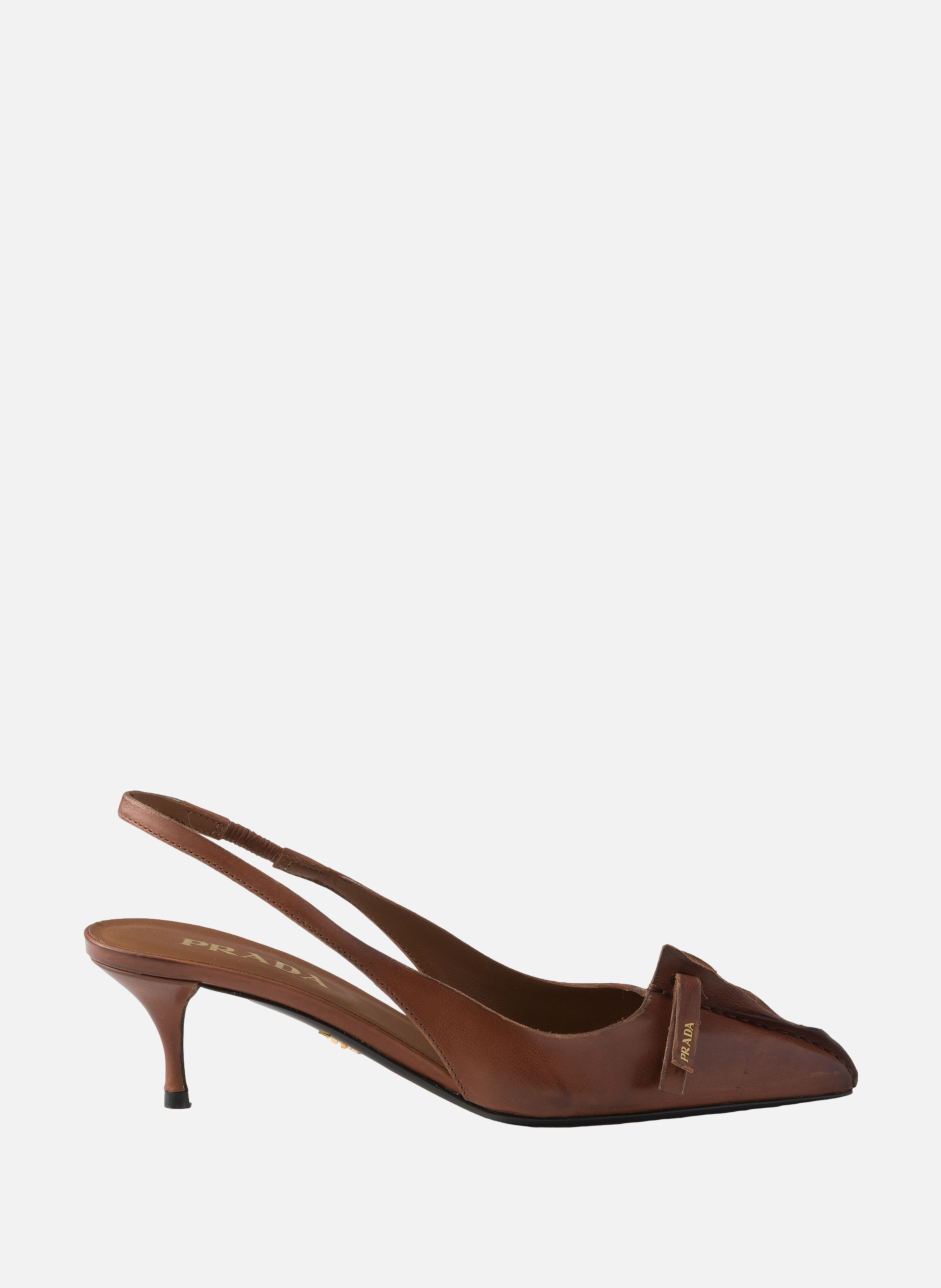 Escarpins à bride arrière en cuir PRADA Marron