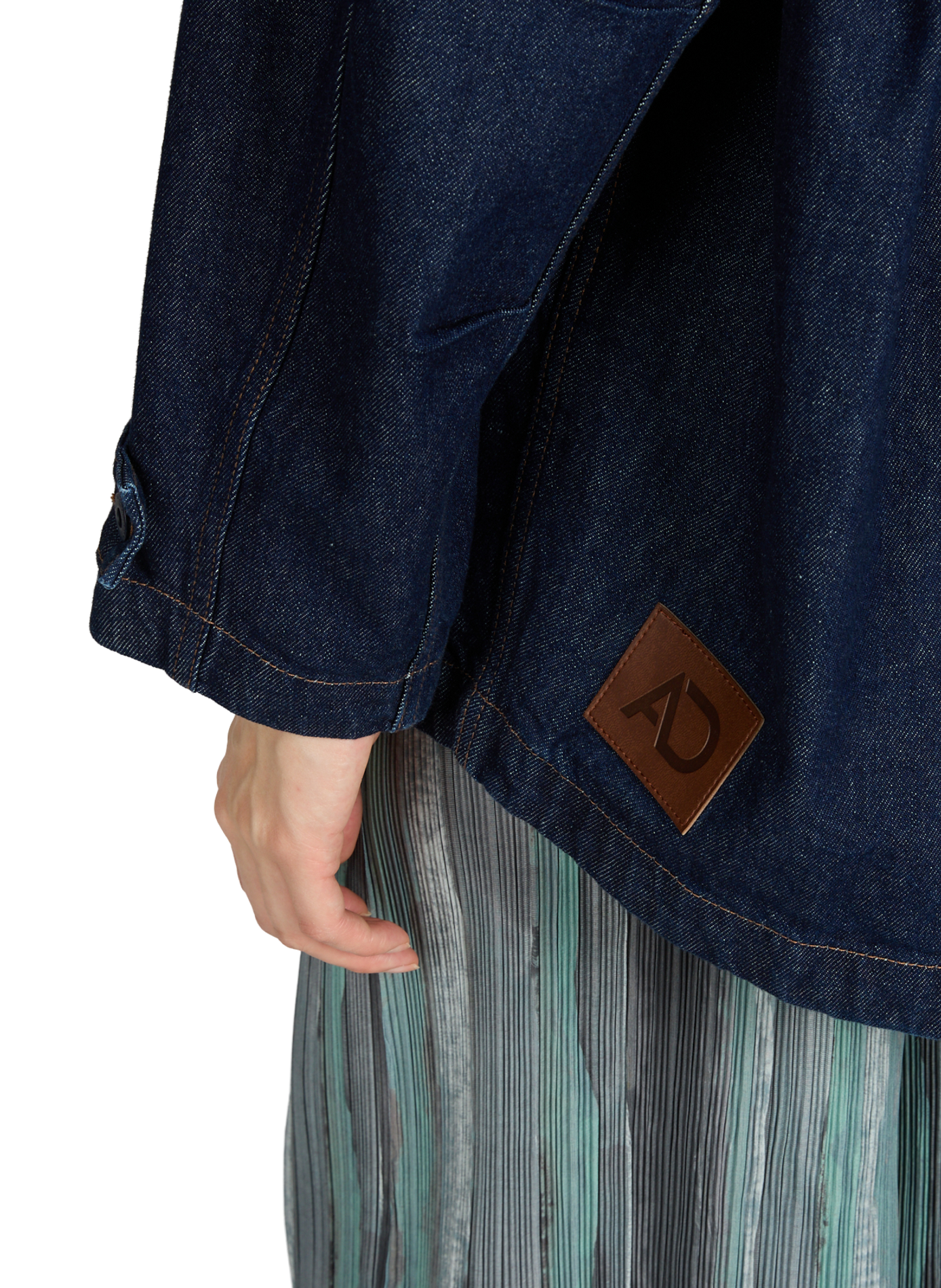 Denim jacket with high collar in cotton ADOLFO DOMINGUEZ Blue