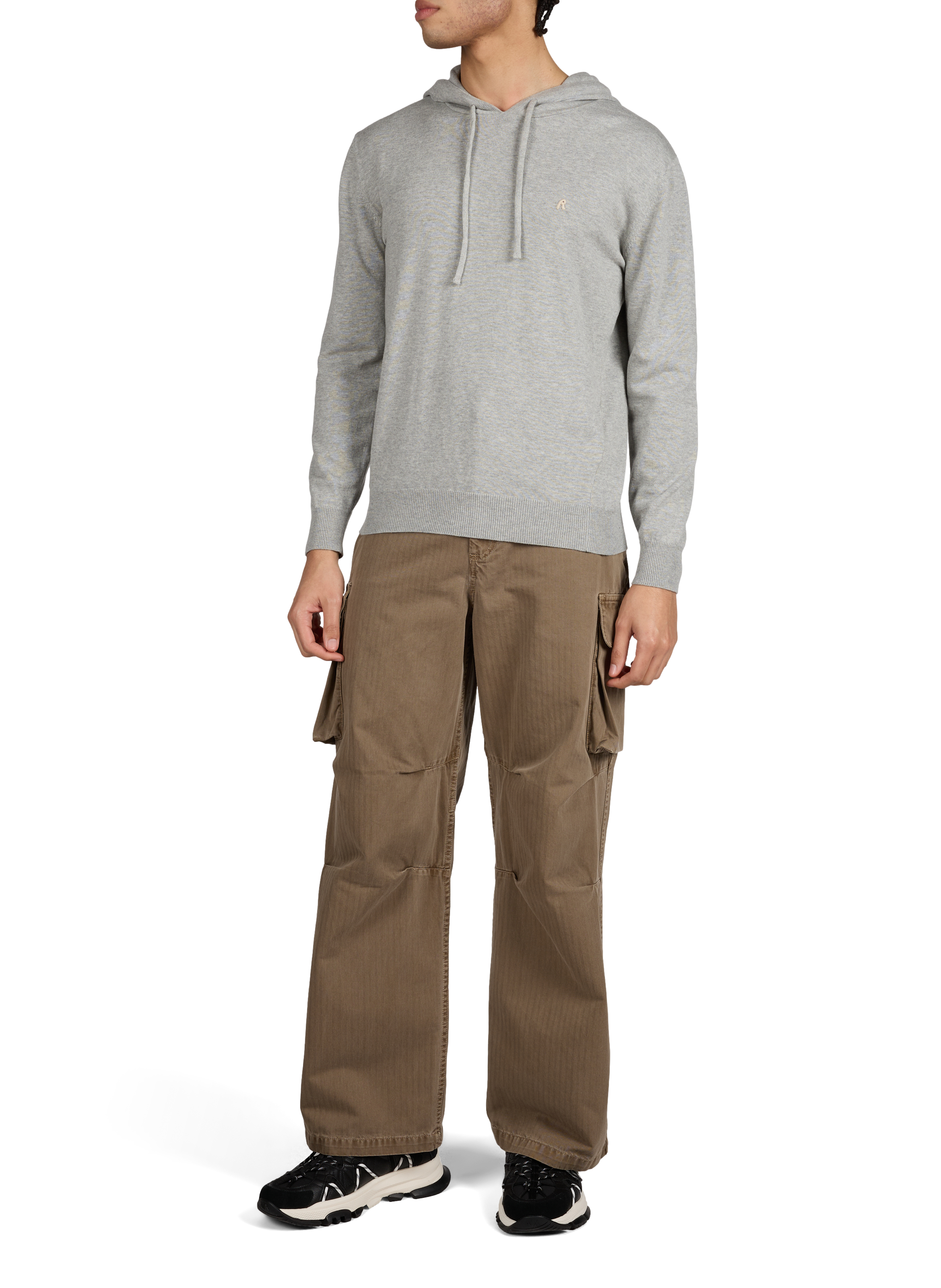 Pull manches longues à capuche en coton REPLAY Gris