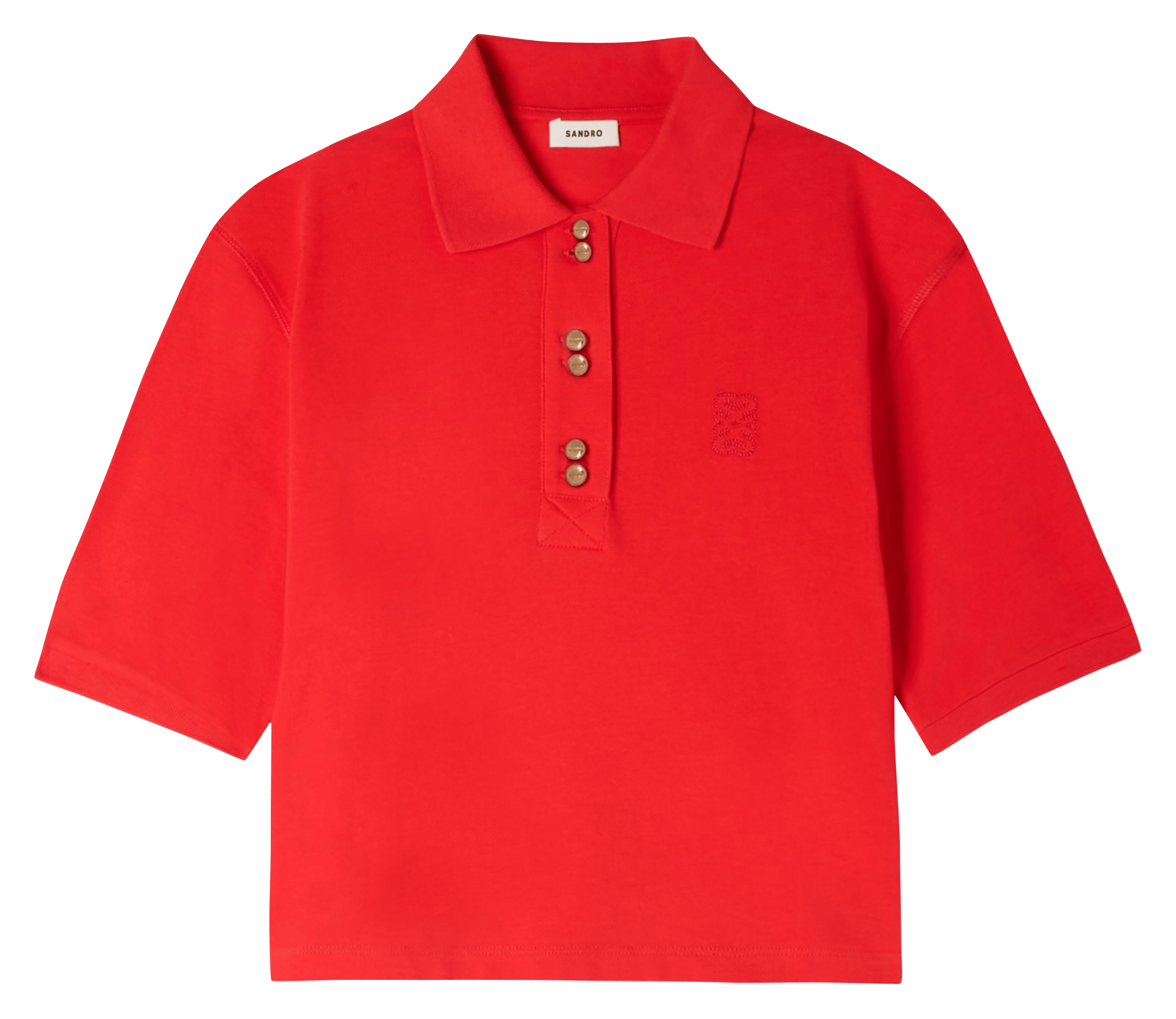 Polo manches courtes à broderie logo SANDRO Rouge