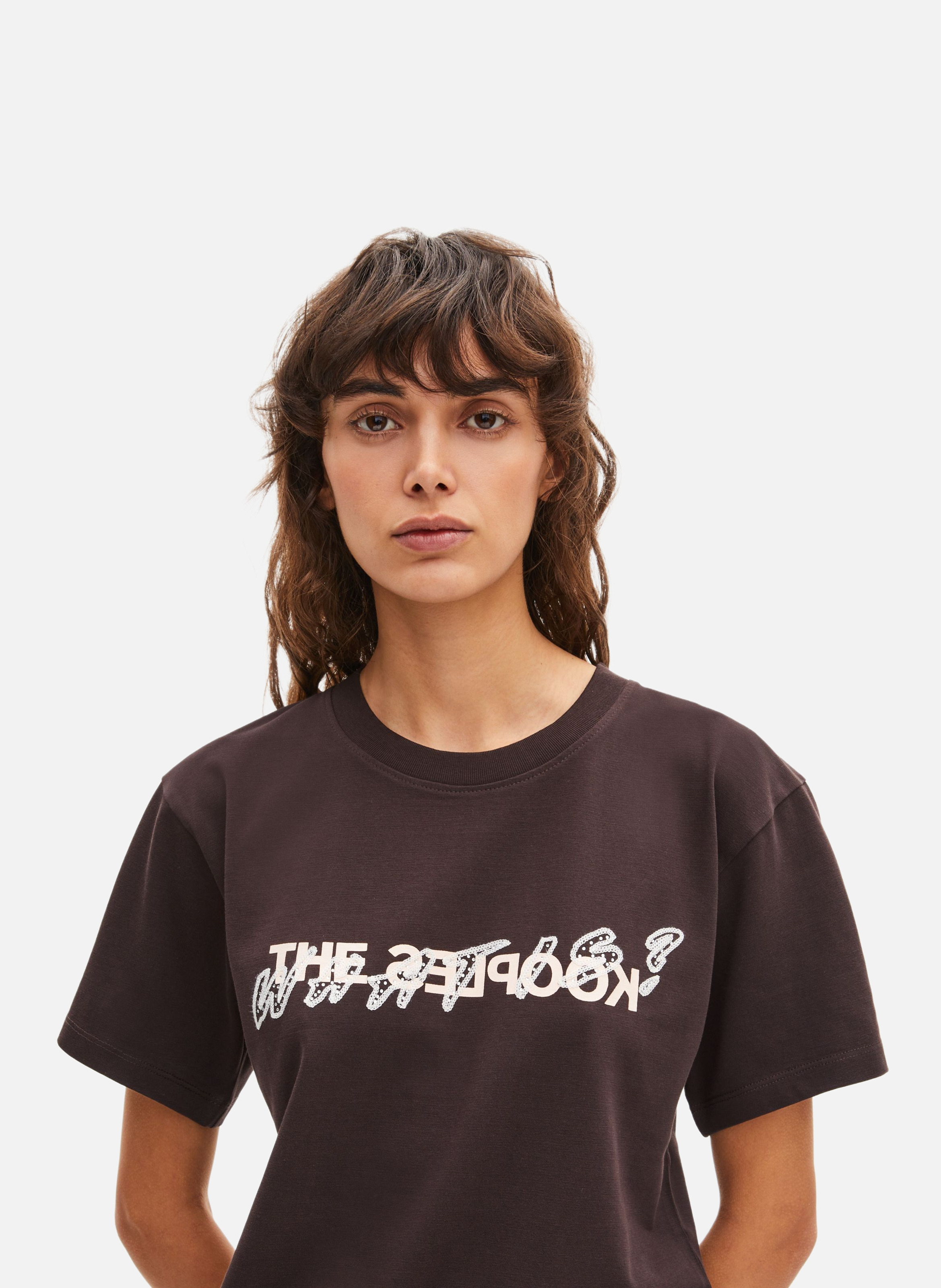 T-shirt what is avec strass THE KOOPLES Marron