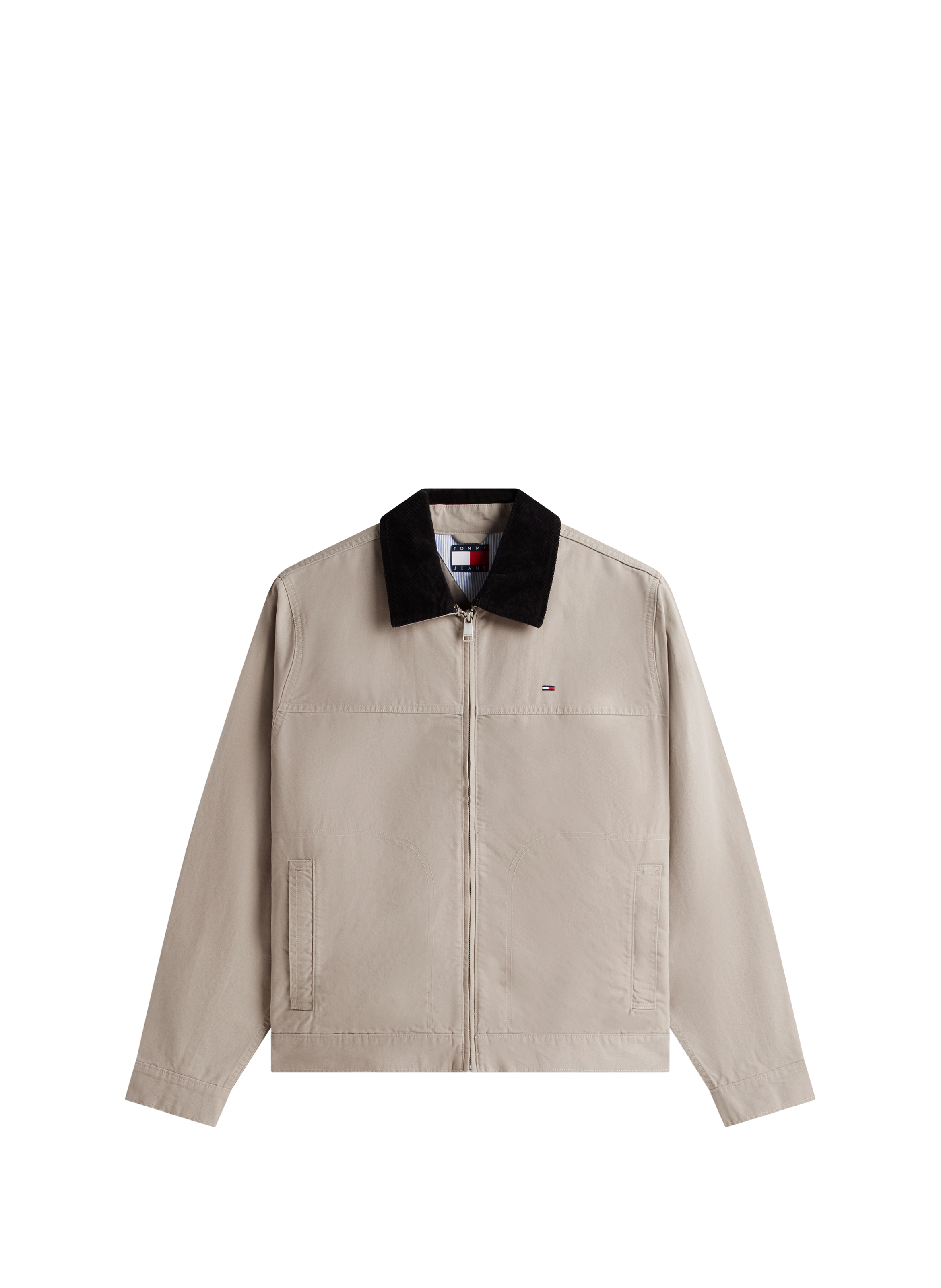 Straight jacket with contrast collar in organic cotton TOMMY HILFIGER Grey