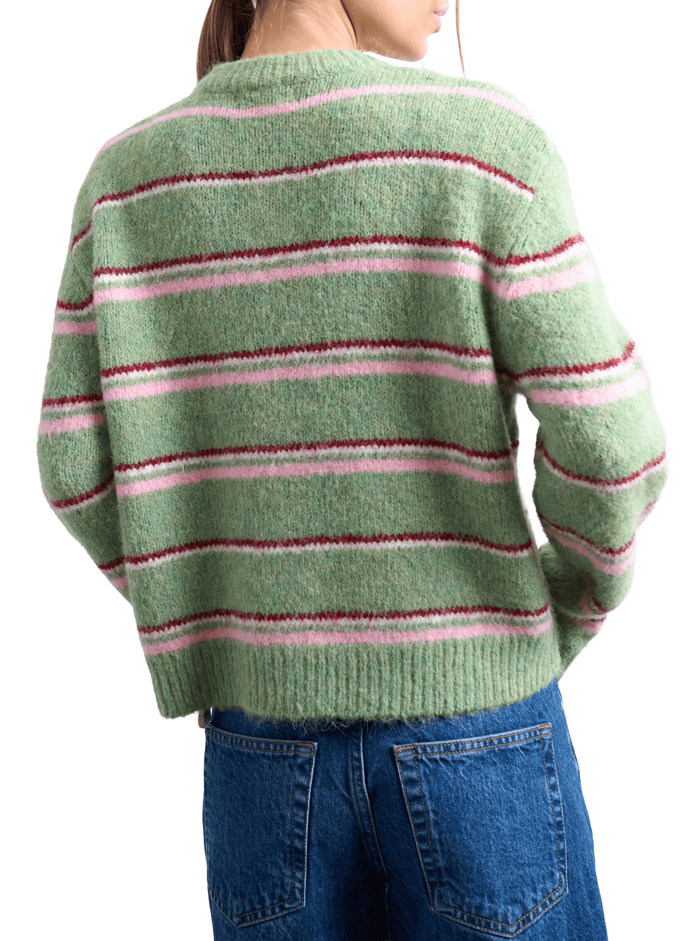 Buttoned striped cardigan TOPSHOP Green