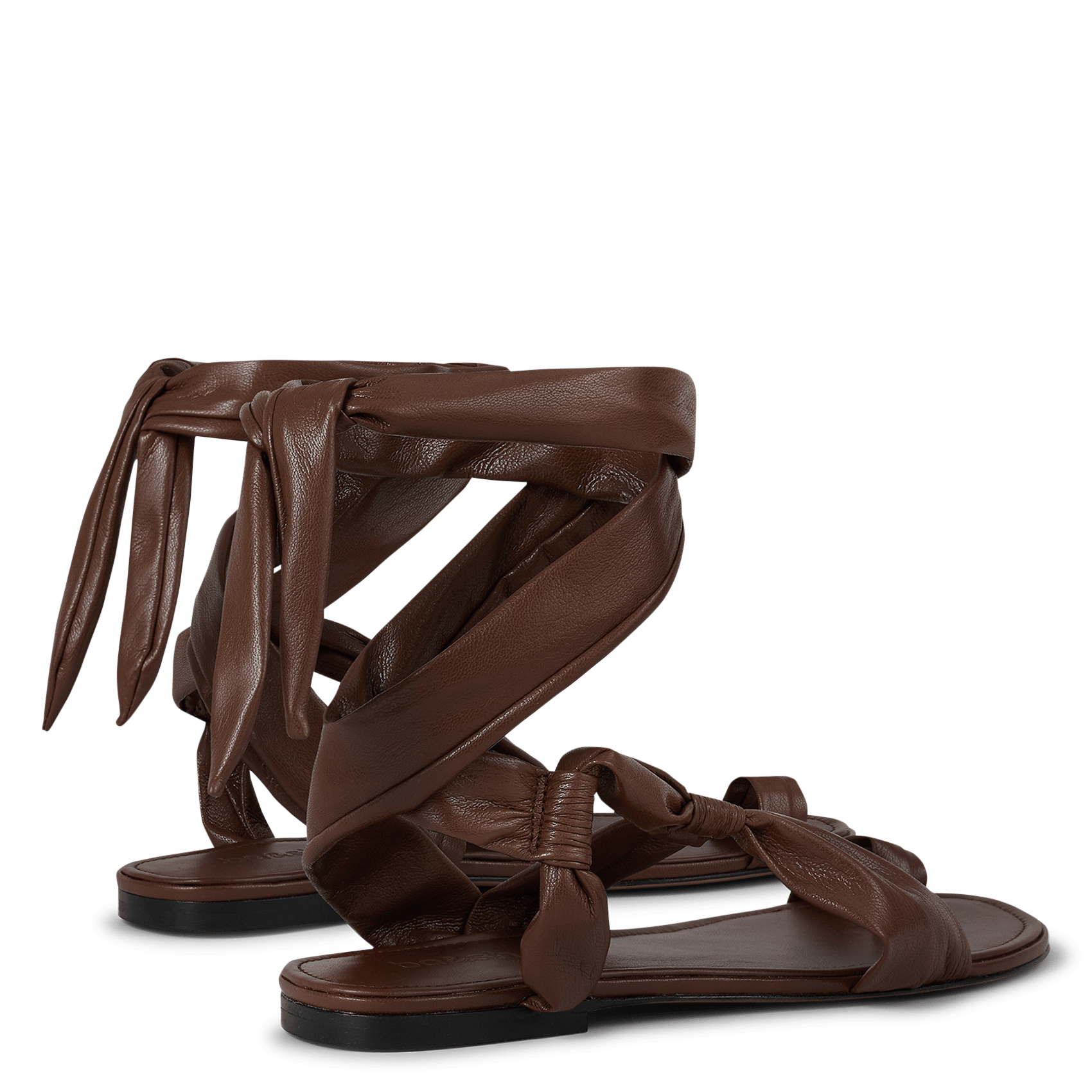 Sandales plates en cuir lowcovilla BA&SH Marron