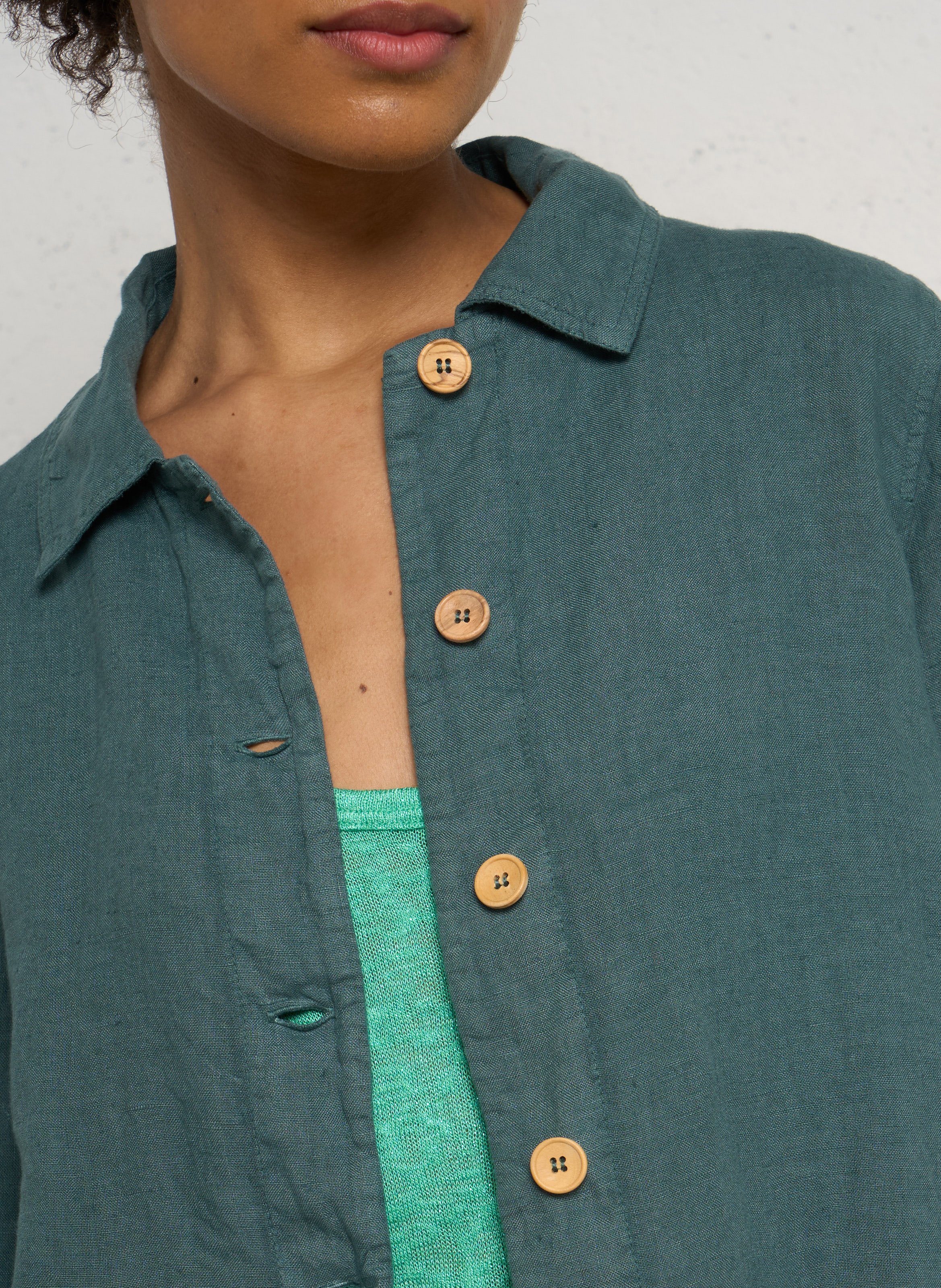 Chemise droite en lin ARMOR-LUX Vert