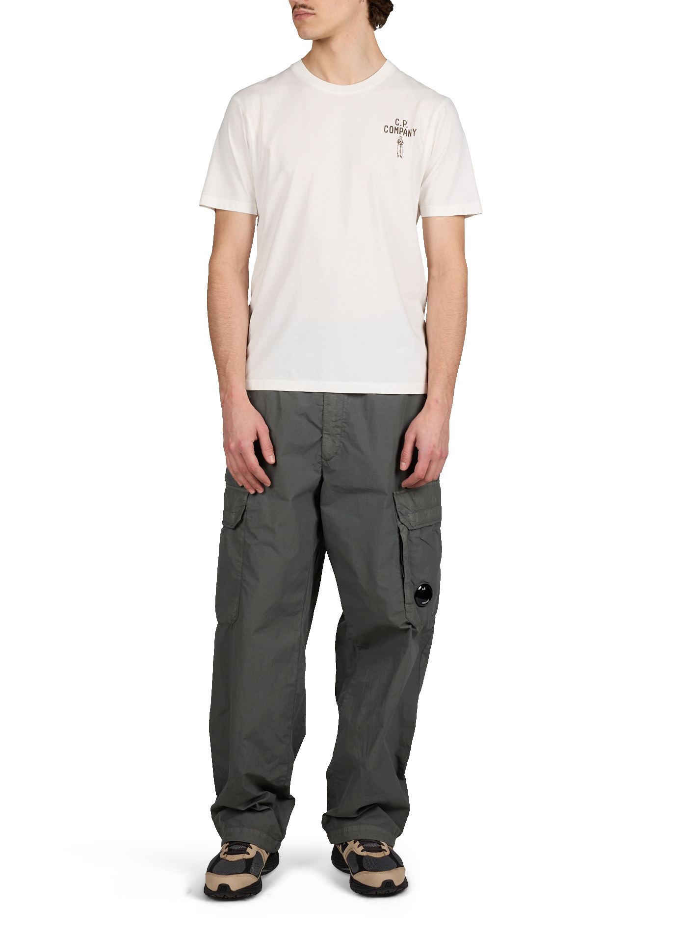 T-shirt imprimé col rond en coton CP COMPANY Blanc