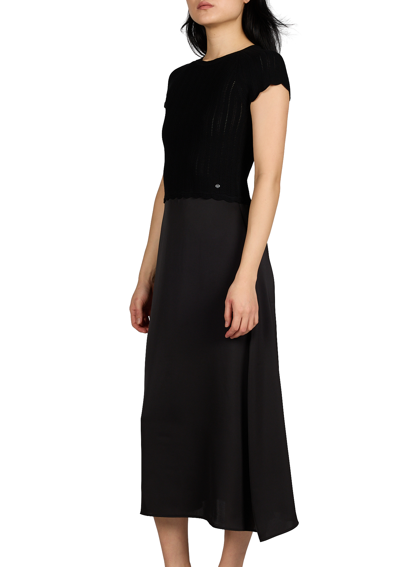 Bi-material long dress BOSS Black