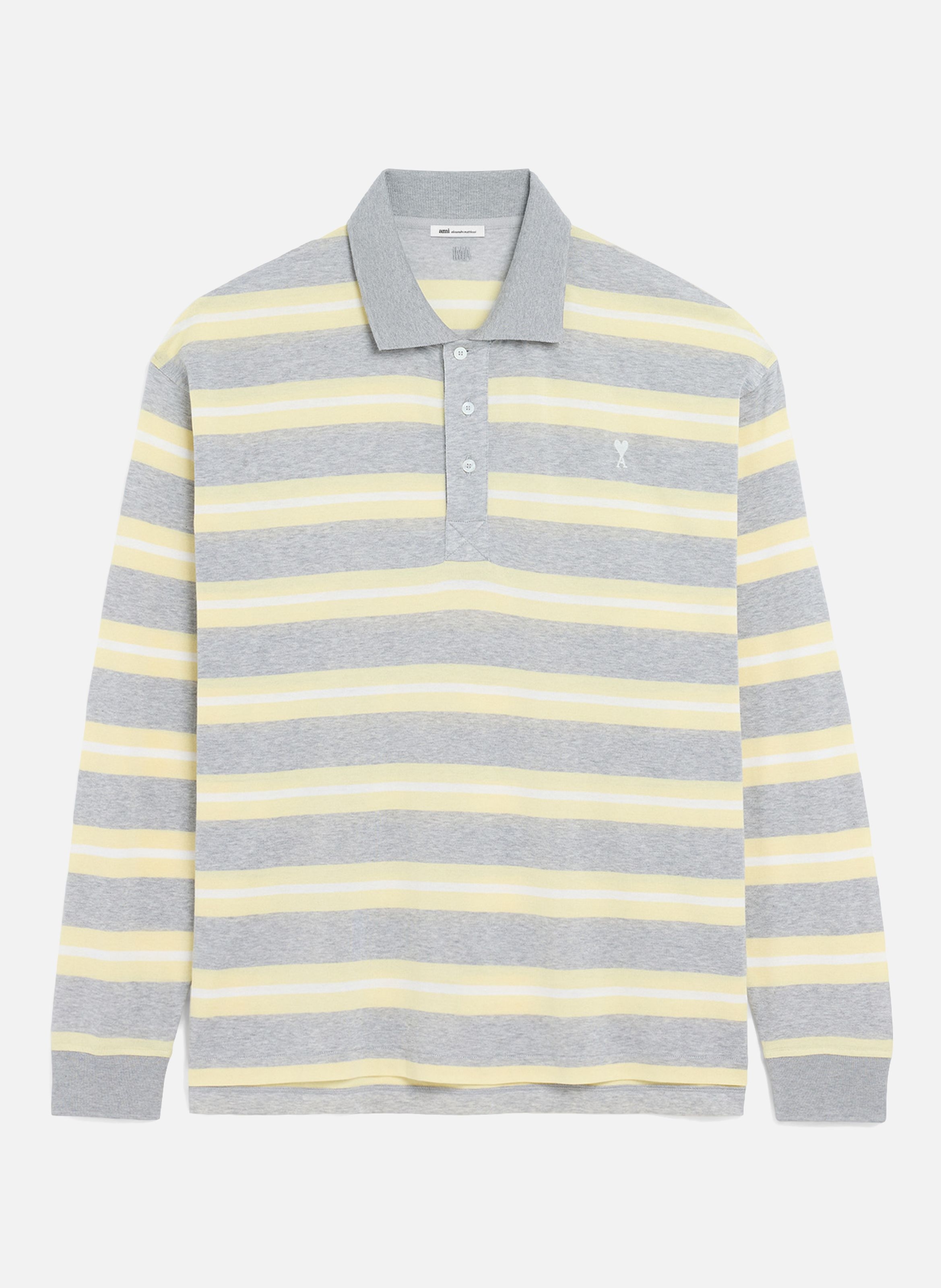 Polo rayé ami de coeur en coton AMI PARIS Gris