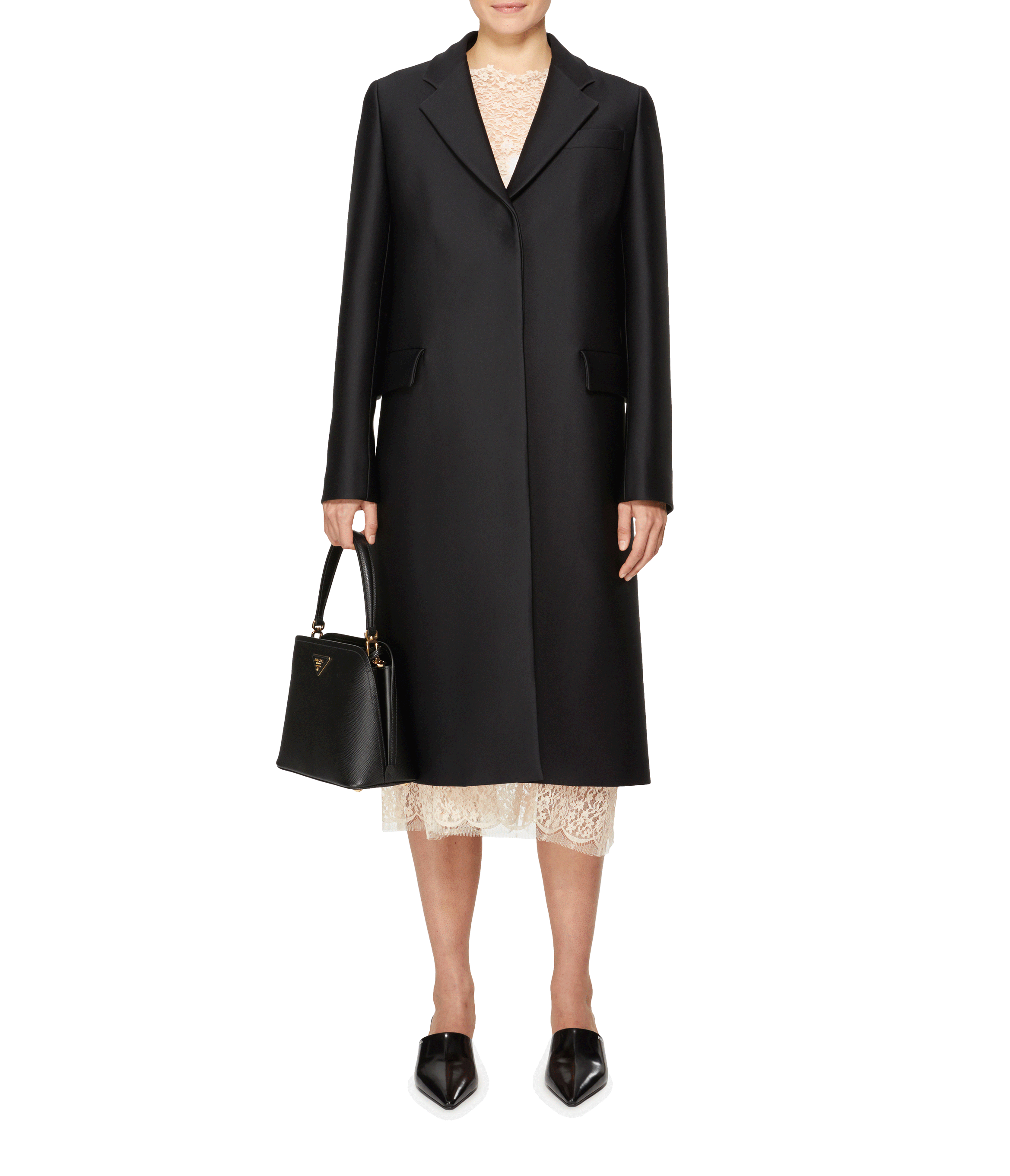 Straight coat PRADA Black