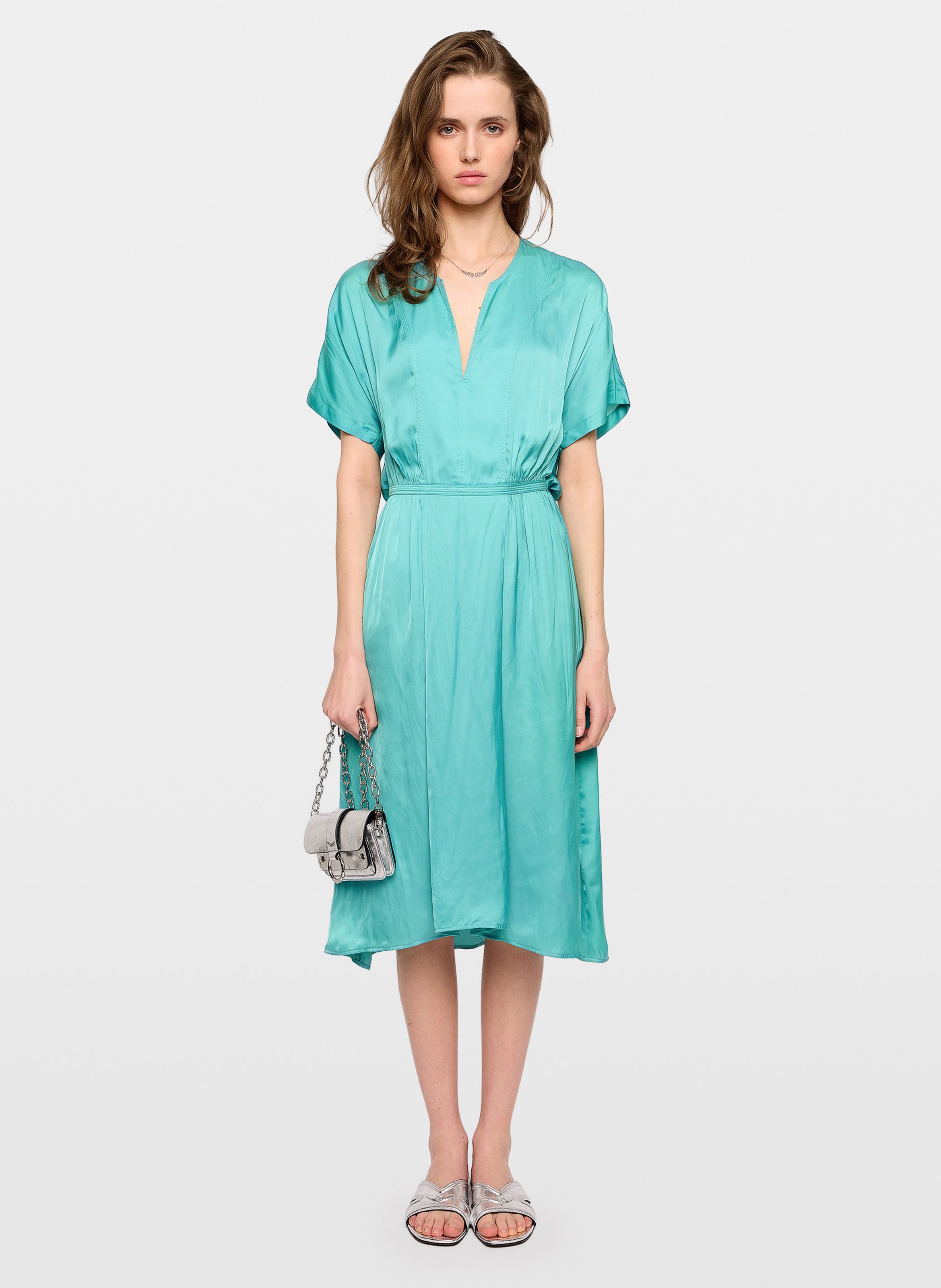 Robe longue col v satinée riaz ZADIG&VOLTAIRE Vert