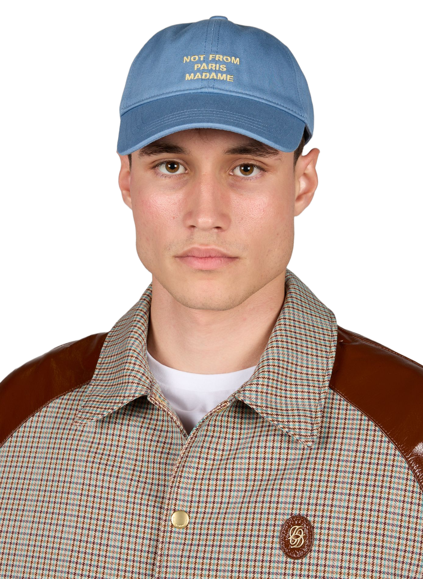 Embroidered Cotton Slogan Cap DROLE DE MONSIEUR Blue