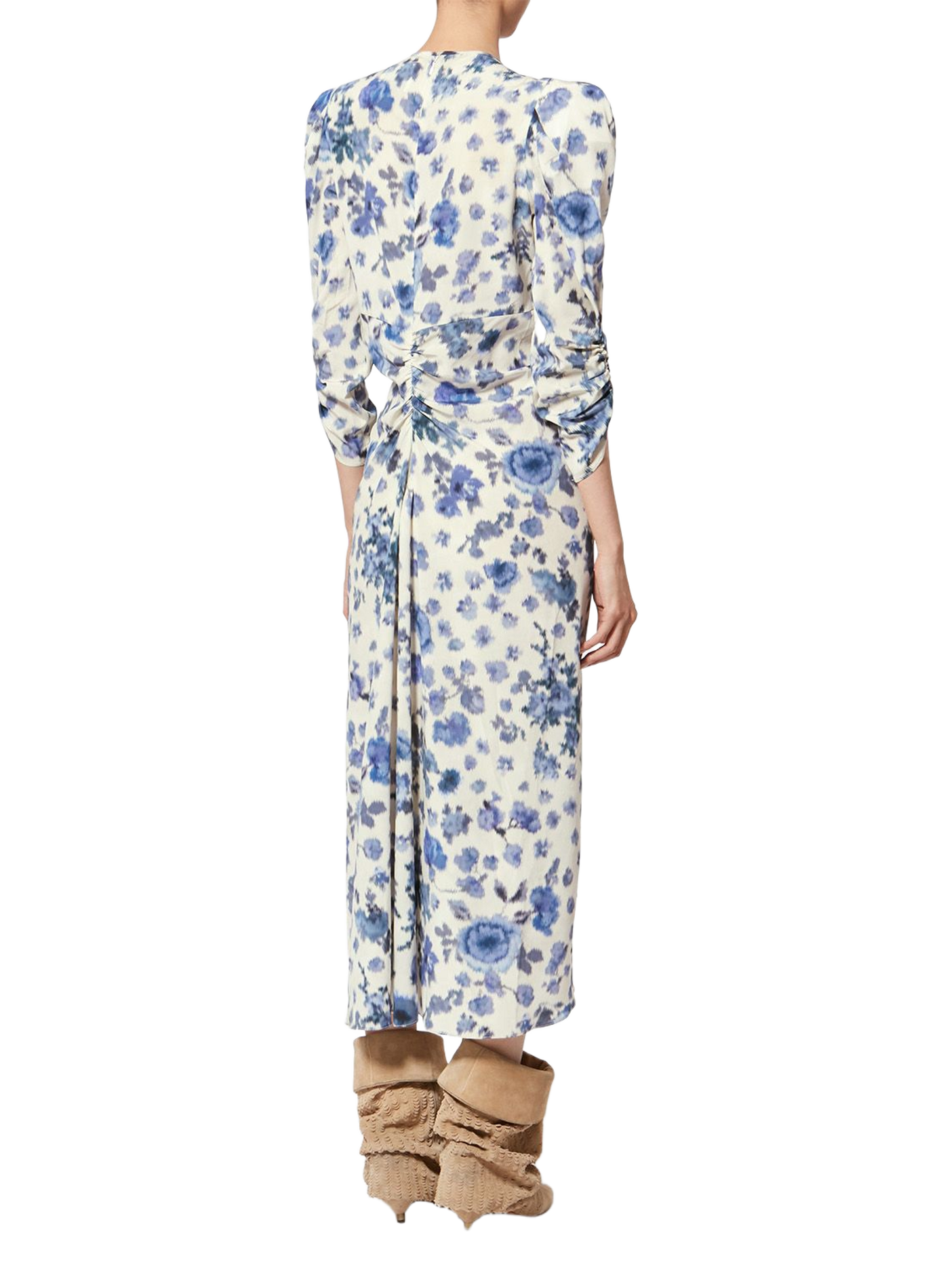 Printed stretch silk Albini long dress ISABEL MARANT Blue